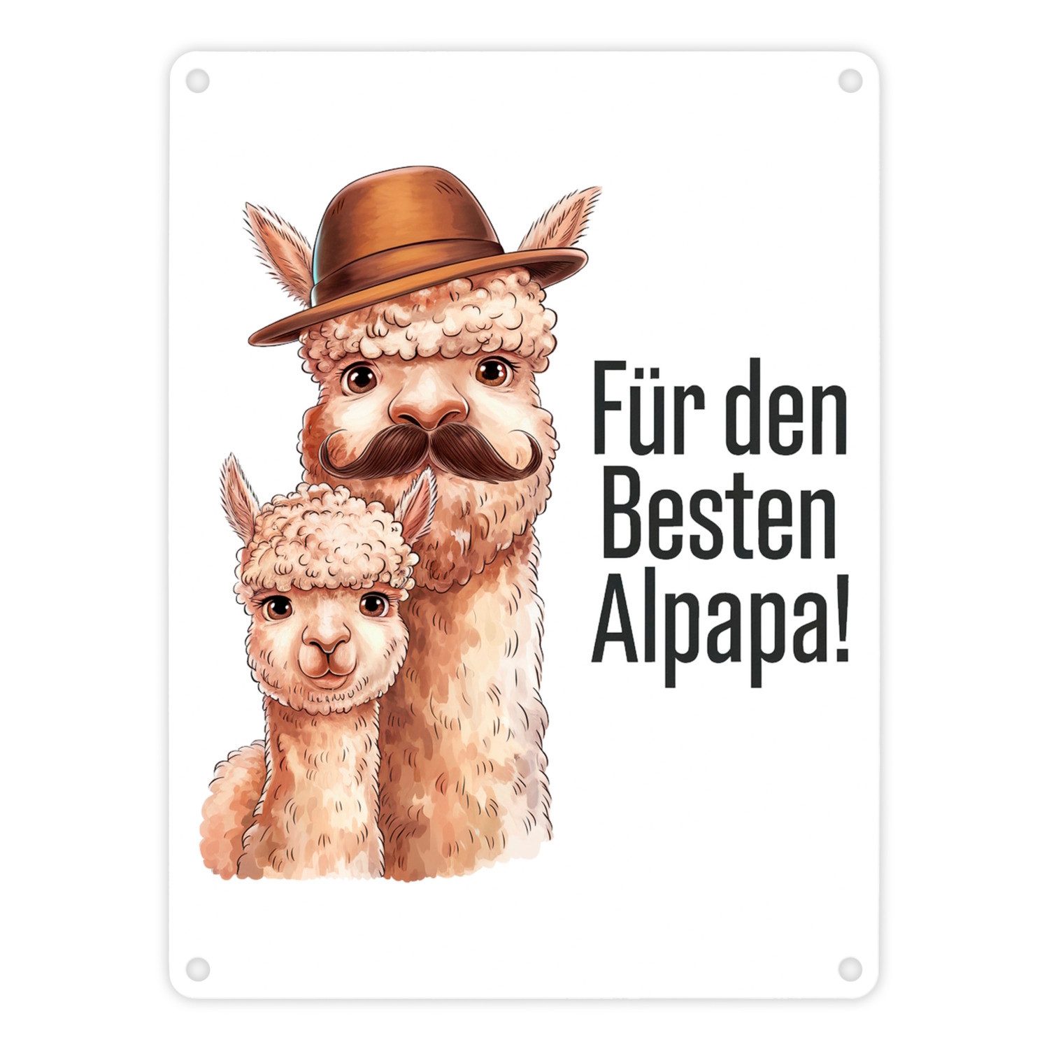 Metallschild Für den besten ALPAPA! Metallschild in 15x20 cm - Alpaka Papa