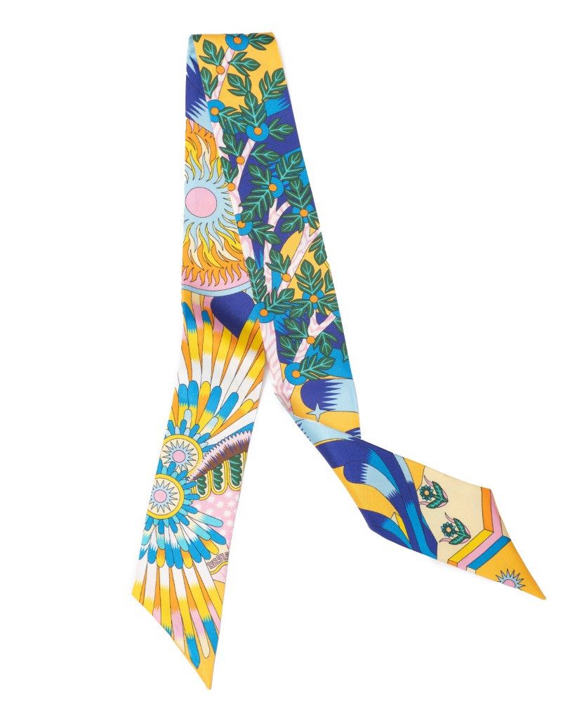 MayTree Seidentuch Seidenbandeau schmal beidseitig, Pegasus 5 x 88 cm bunt, (Stück), Seidentuch, 100% Twillseide