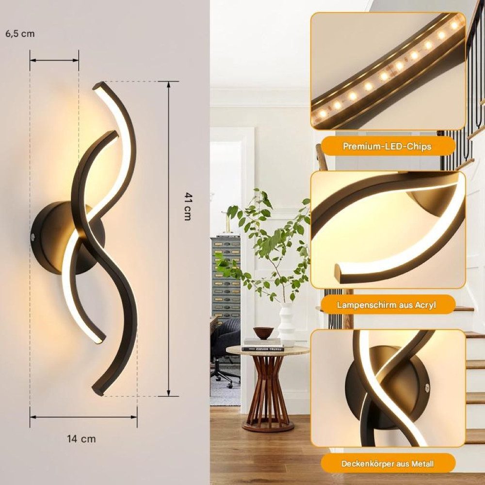 Goeco Wandleuchte Unregelmäßige Aluminium-Wandleuchte, 15 W, 41×14×6,5 cm, günstig online kaufen