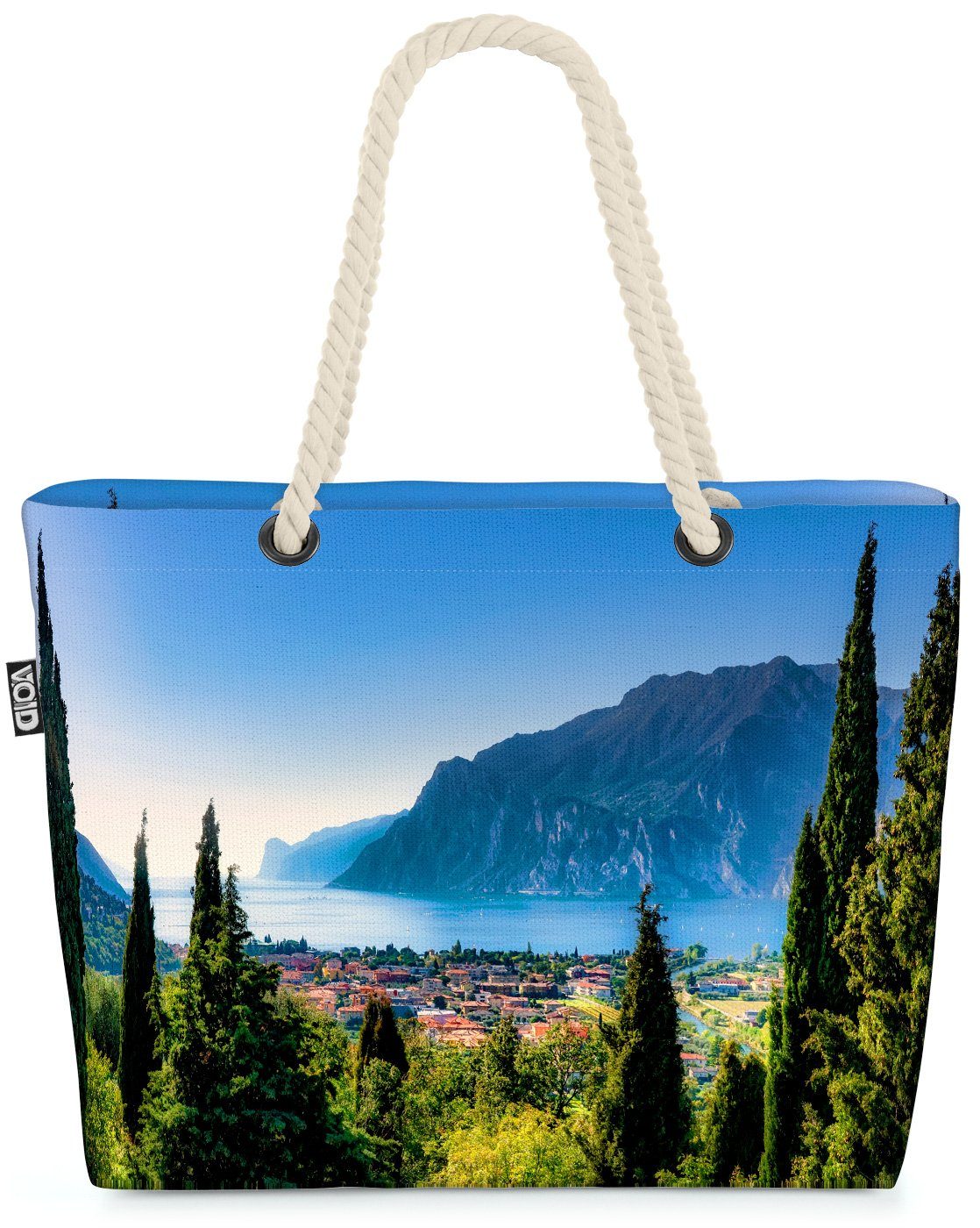 VOID Strandtasche (1-tlg), Garda See Beach Bag Lago di Garda Berge Landschaft See Meer Urlaub Reise