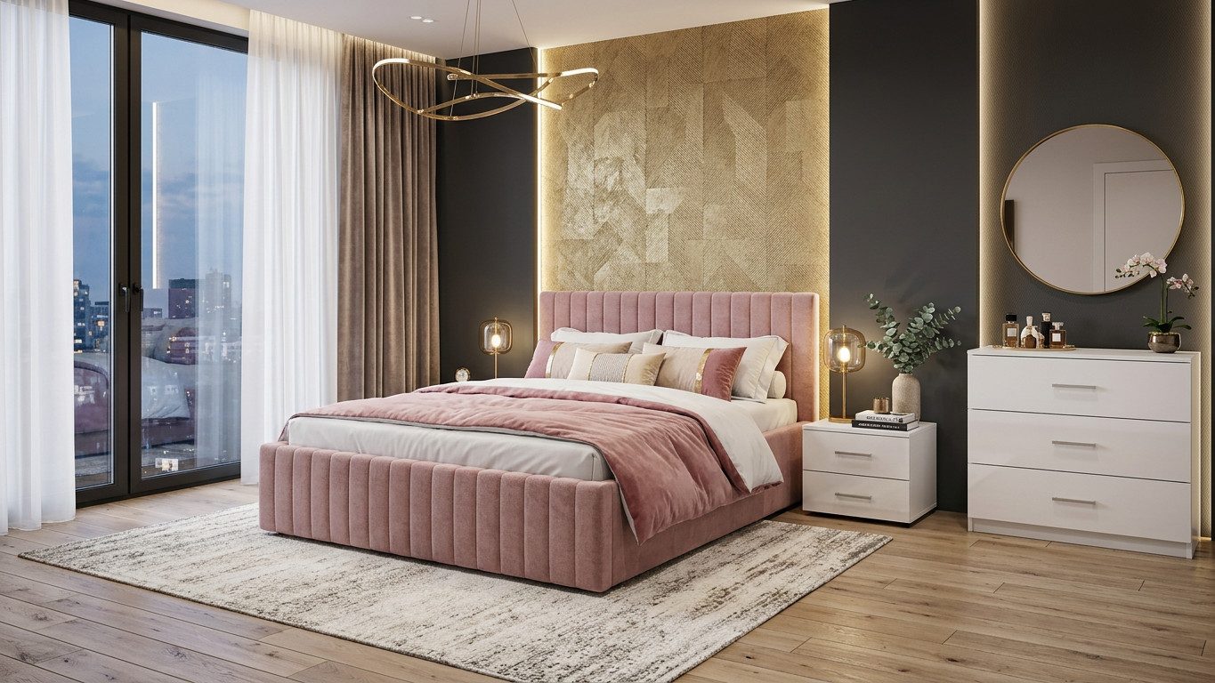 OTTO home Polsterbett MOIVRE, vertikale Steppung in Rillenoptik, wahlweise mit Bettkasten (Breite Liegefläche 120, 140, 160 oder 180cm), Stauraumbett, gepolstertes Kopfteil, ohne Matratze, modernes Design