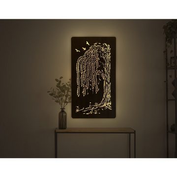 WohndesignPlus LED-Bild LED-Wandbild "Weidenbaum" 55cm x 100cm mit Akku/Batterie, Natur, DIMMBAR! Viele Größen und verschiedene Dekore sind möglich.