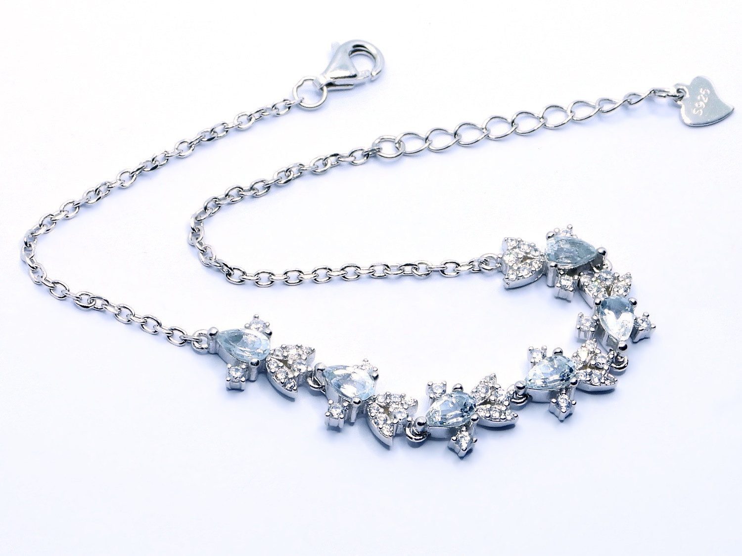 Goldene Hufeisen Silberarmband echtes Aquamarin Armband 925 Silber mit Edel günstig online kaufen