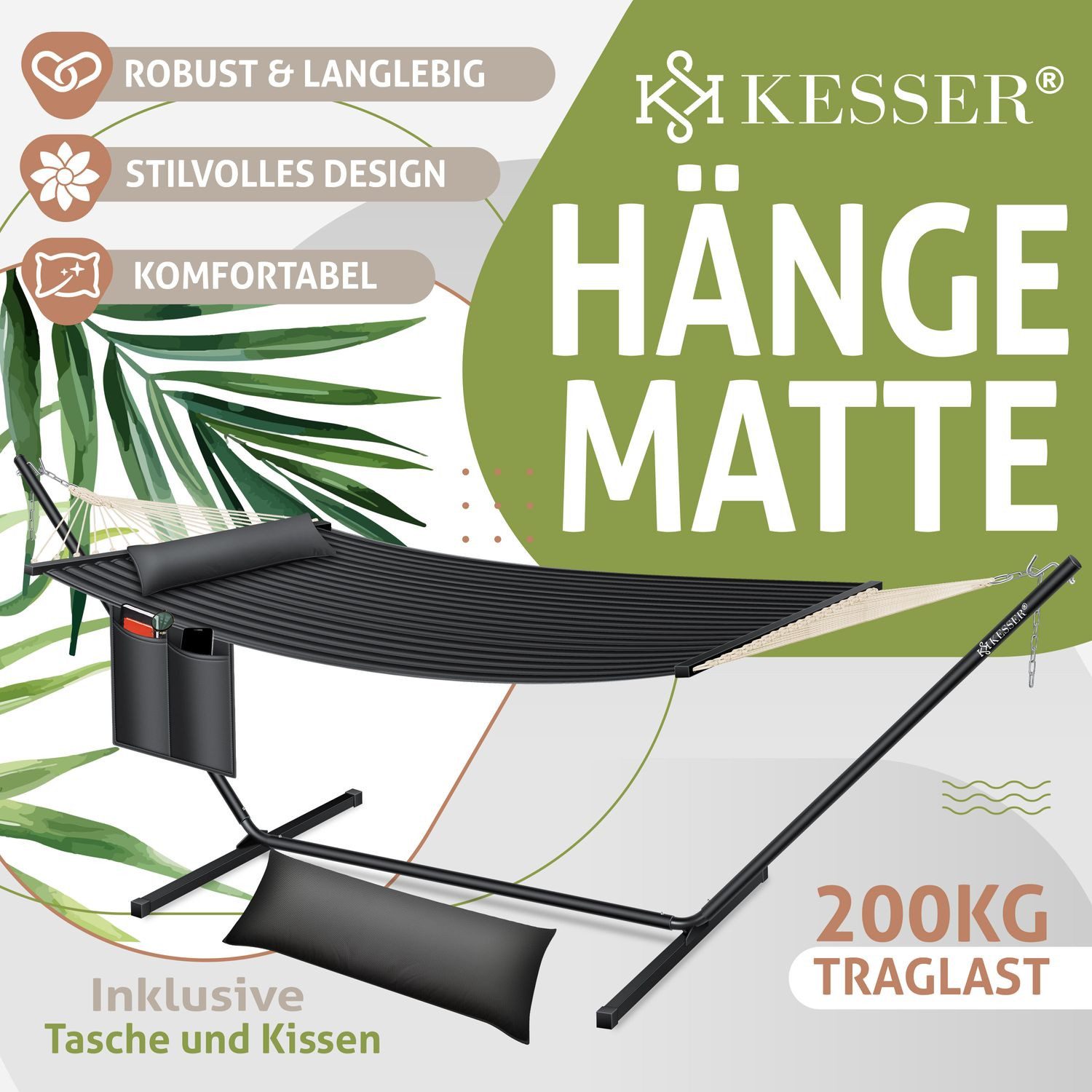 KESSER Hängematte, Hängematte HILL mit Gestell Kissen Doppelhängematte günstig online kaufen