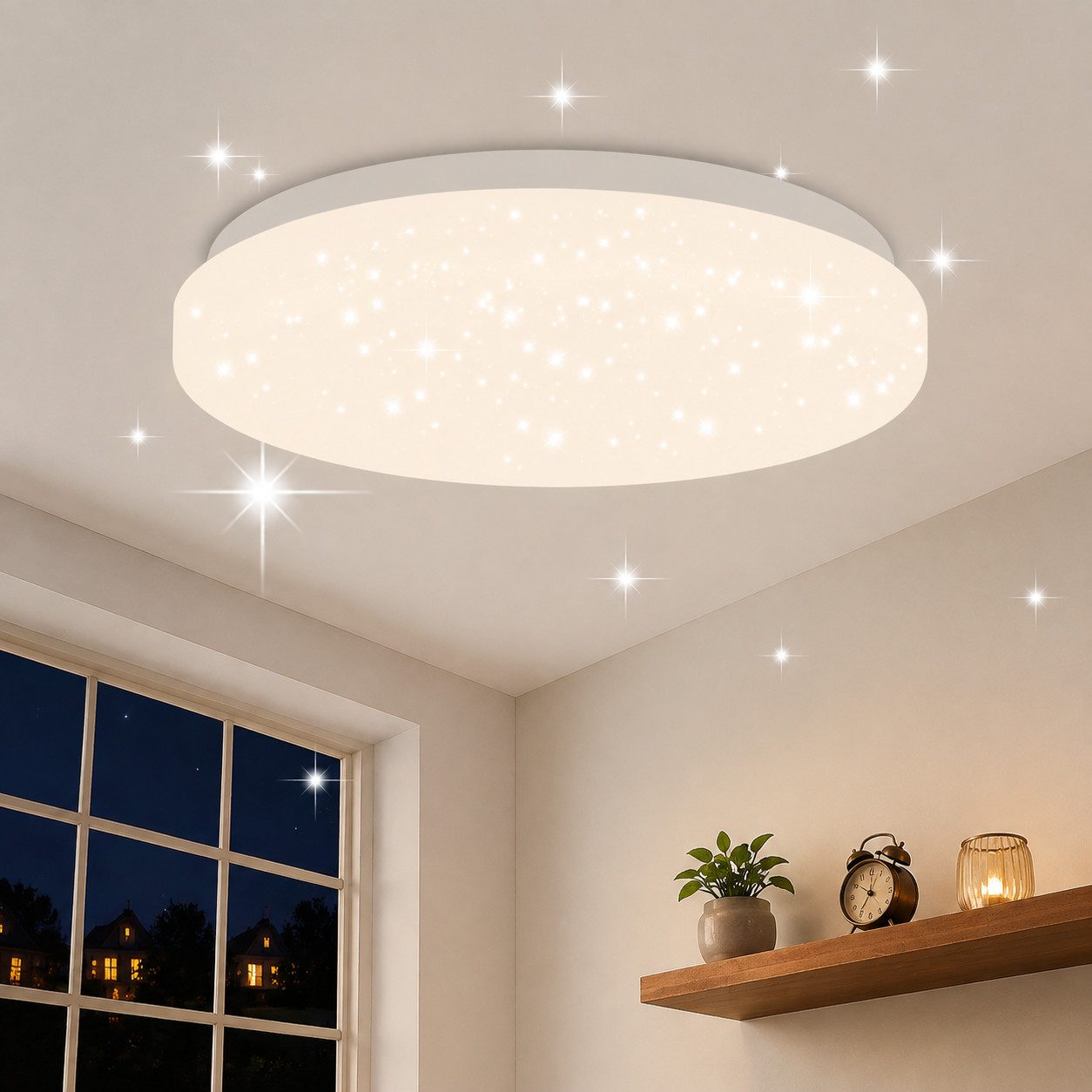 Nettlife LED Deckenleuchte LED Deckenleuchte 15W Fernbedienung 3000K/4000K Warmweiß, LED fest integriert, augenschonend für Baby- und Kinderzimmer