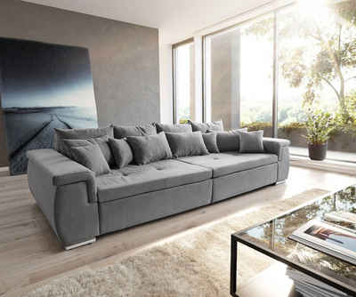DELIFE Big-Sofa Navin, Grau 275x116 cm Sofa mit Kissen
