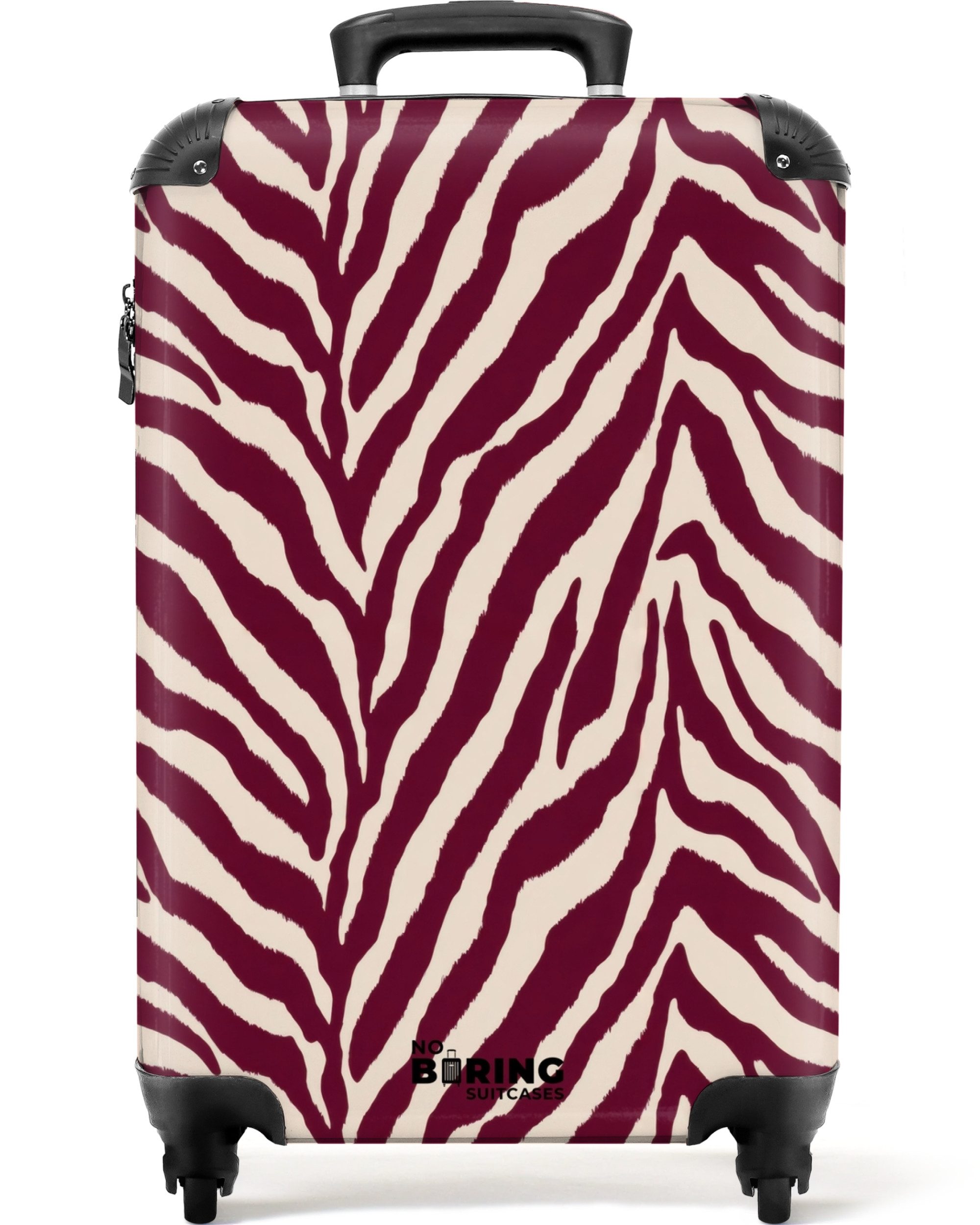 NoBoringSuitcases.com© Hartschalen-Trolley Zebra - Motiv - Bordeaux - Rot 55x35x20cm, Kinder Koffer Klein, Trolley Handgepäck, Reisekoffer
