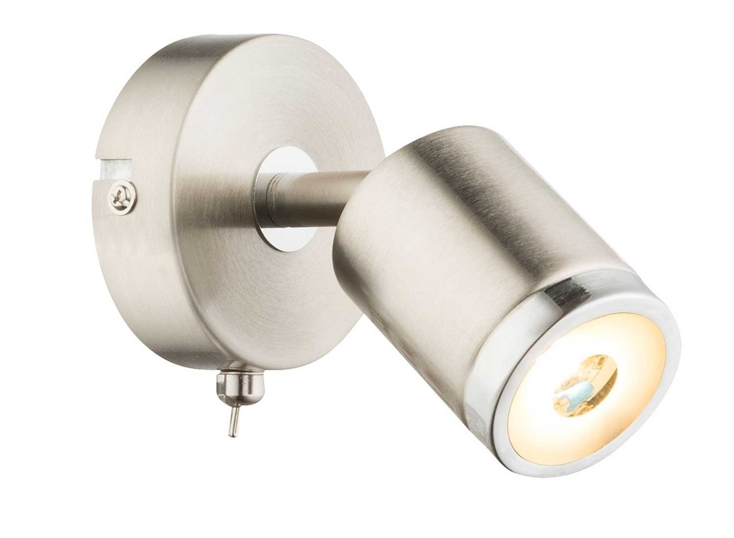 Globo LED Wandleuchte COMORE, 1-flammig, Nickelfarben, Metall, LED fest integriert, Warmweiß, B 12 x H 8 cm | Wandleuchten