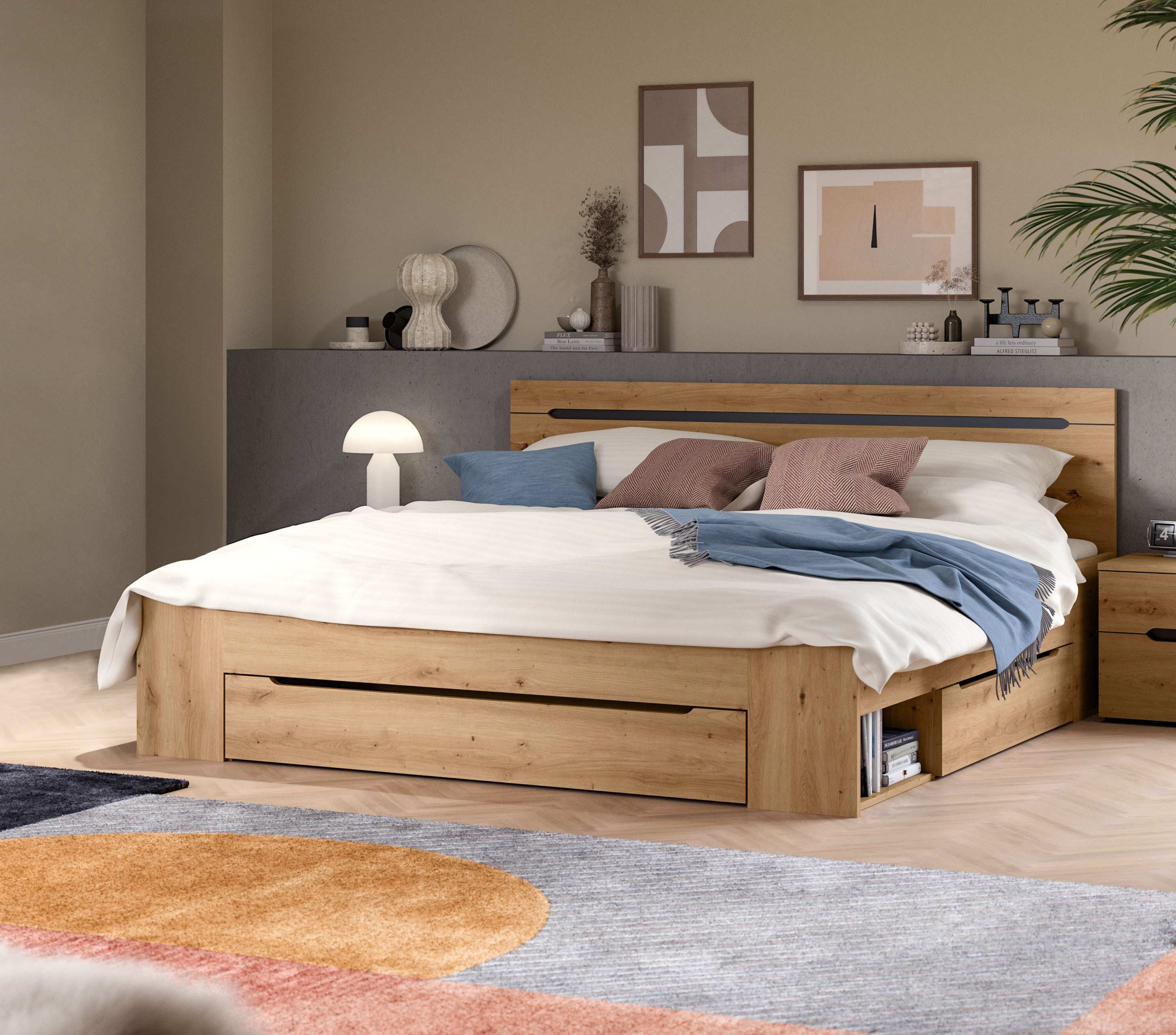 Home affaire Stauraumbett REHAT, in 144 oder 184 cm Breite, 3 Schubkästen, günstig online kaufen