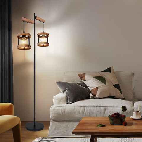 etc-shop Stehlampe, Leuchtmittel nicht inklusive, Stehleuchte Holz Standlampe Esszimmer Design
