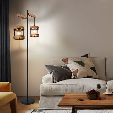 etc-shop Stehlampe, Leuchtmittel nicht inklusive, Stehlampe Holz Stehleuchte Industrial Design Wohnzimmer