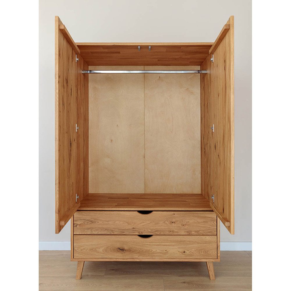 Lomadox Jugendzimmer-Set SIENA-163, (Sparset, 3-tlg., Schreibtisch Kommode Kleiderschrank), Schubladenkommode Arbeitstisch Drehtürenschrank 110cm Eiche massiv