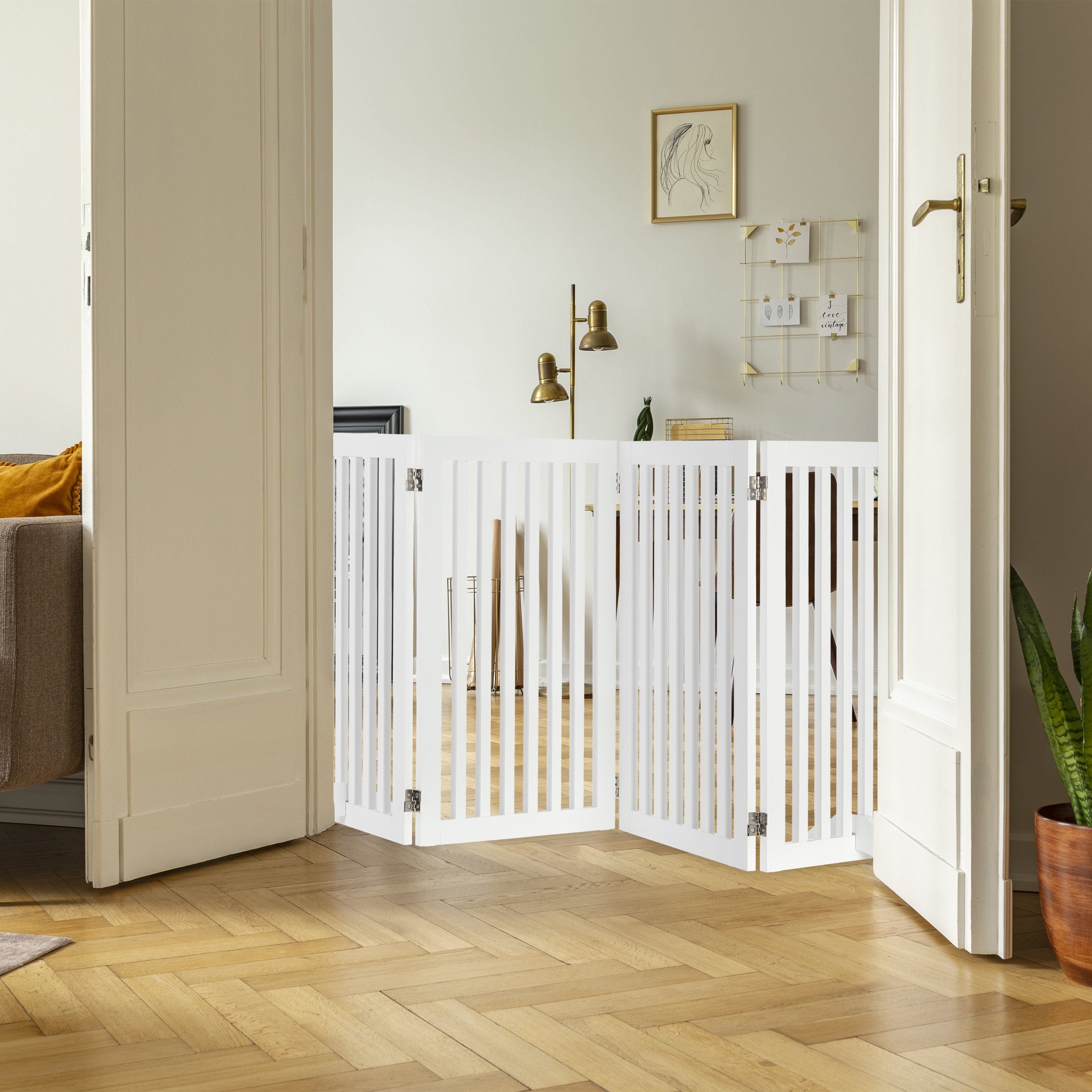 relaxdays Hundegitter Weißes Absperrgitter (4 St), 4 Panel – Bild 2 von 5