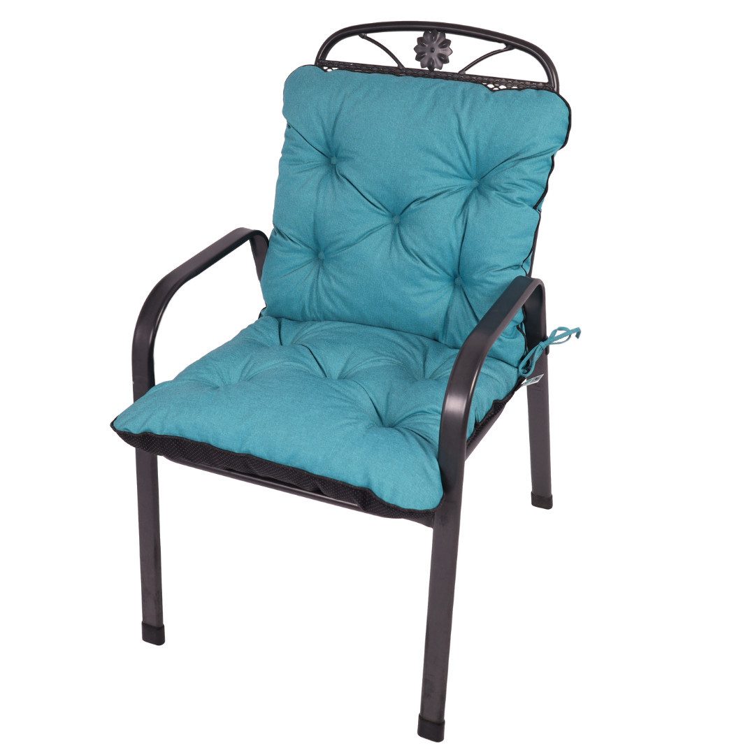 TexDeko Sitzauflage Ecolen Niedriglehner 50 x 50 x 50cm - gesteppte Gartenstuhl-Auflage, (1× Gartenstuhl-Auflage (100 × 50cm), UV-Beständig, Wasserabweisend mit Anti-Rutsch Boden