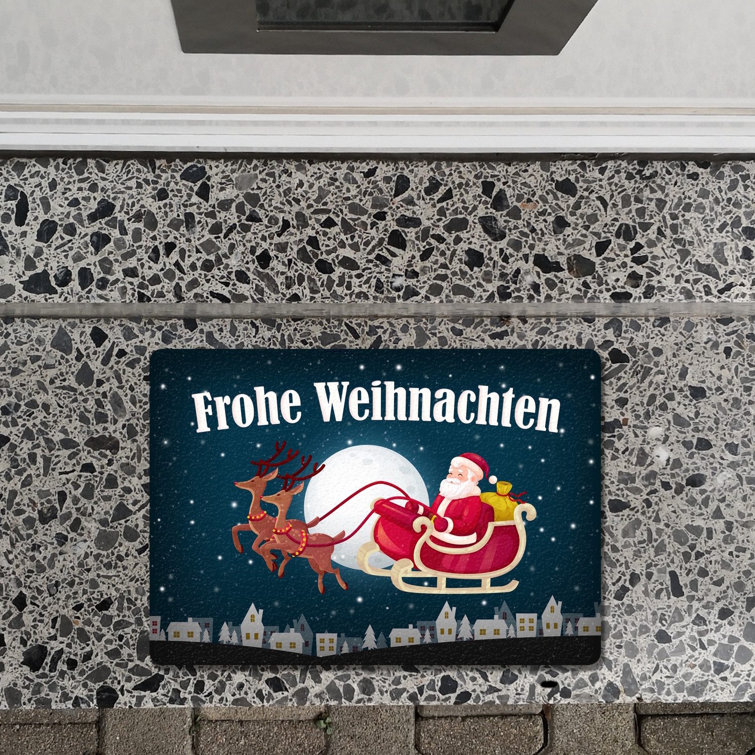 speecheese Fußmatte Frohe Weihnachten Fußmatte randlos mit Weihnachtsmann M günstig online kaufen