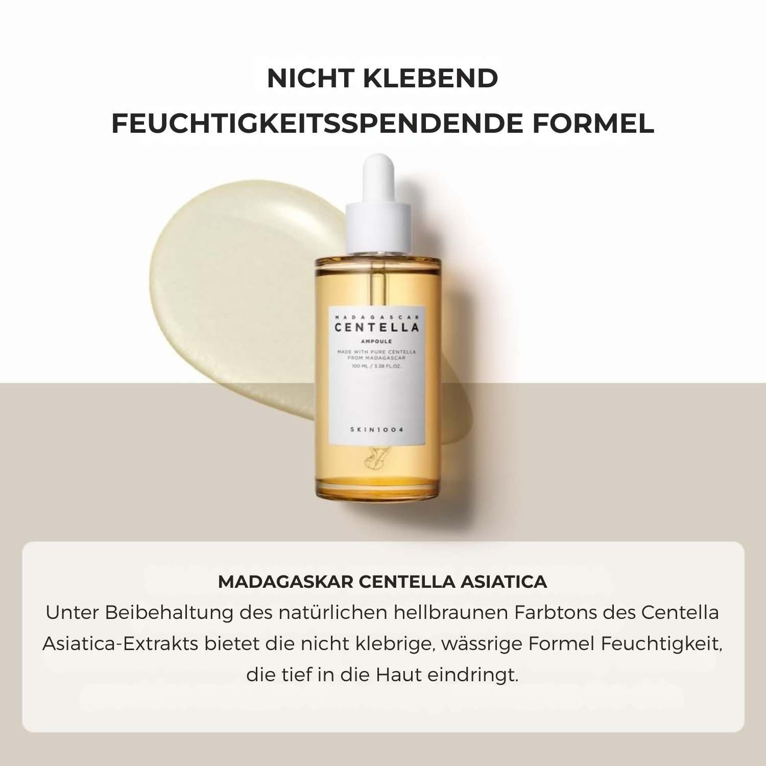 SKIN1004 Gesichtsserum Madagascar Centella Ampoule 100ml – Beruhigendes Gesichtsserum mit 100% Centella Asiatica Extrakt aus Madagaskar, feuchtigkeitsspendend, regenerierend, ideal für empfindliche Haut, tierversuchsfrei