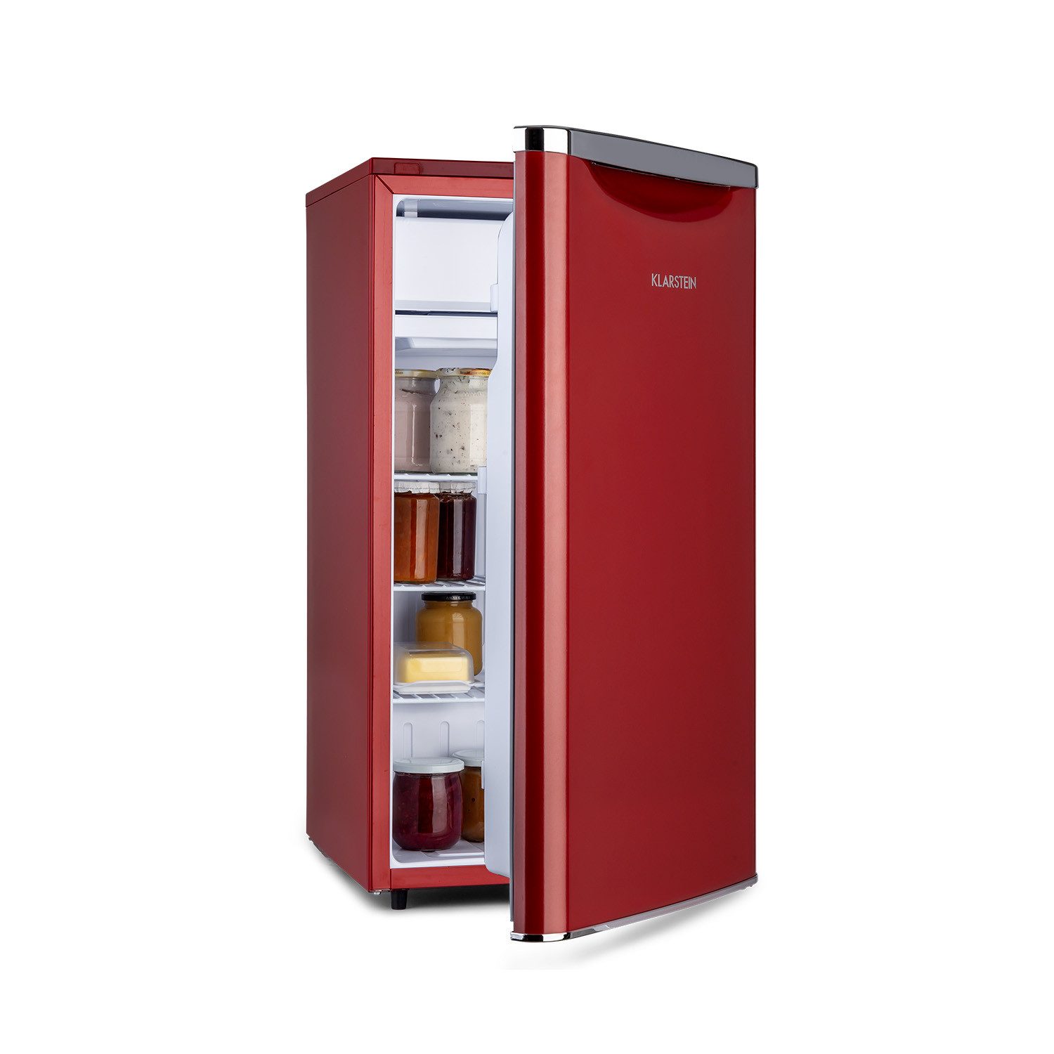 Klarstein Kühl-/Gefrierkombination HEA19-Yummy-90-red 10045895, 84 cm hoch, 45 cm breit, Bier Hausbar Getränkekühlschrank Hotel Mini Fridge