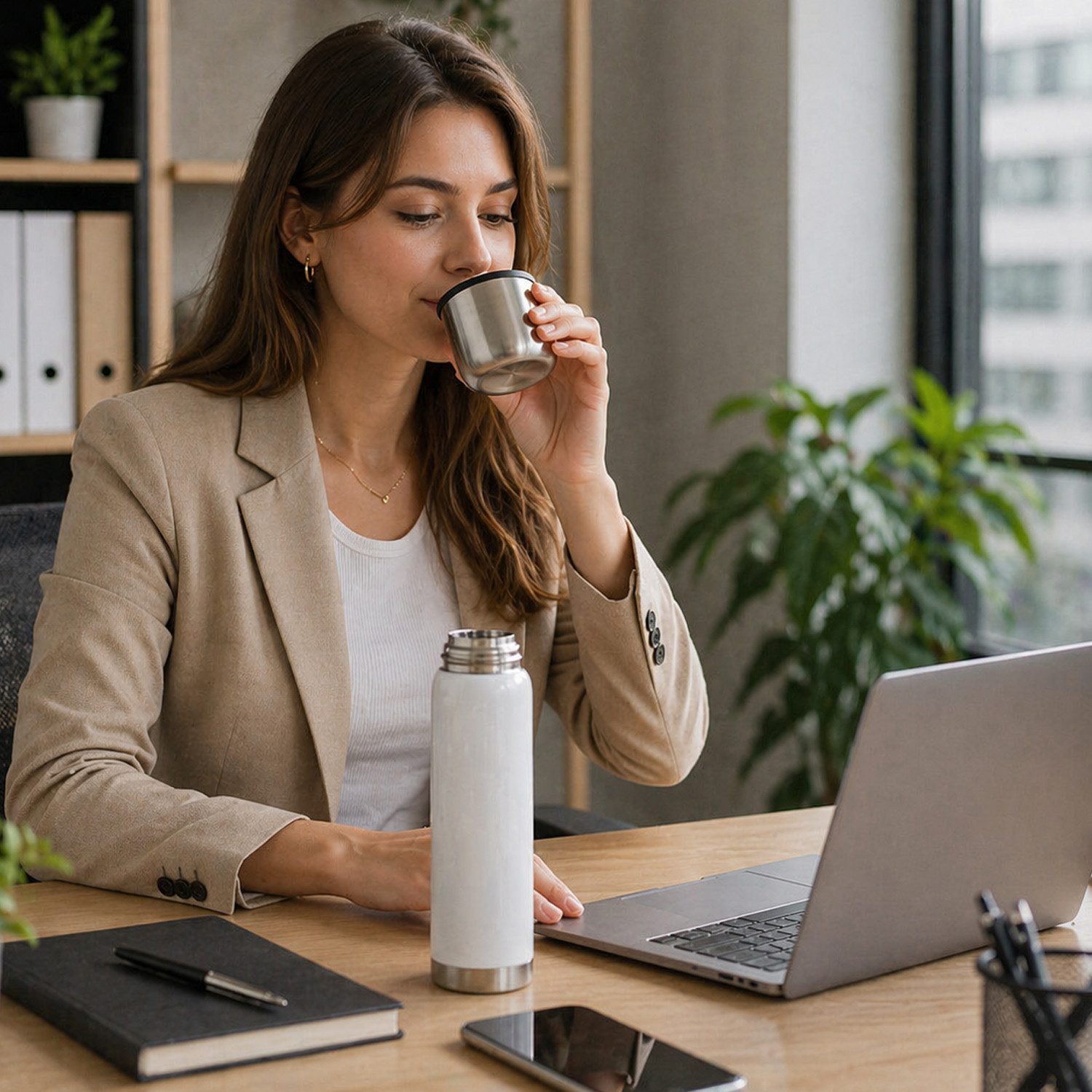 Alfi Isolierflasche perfectTherm Eco 0,75 Liter Weiß mit Trinkbecher