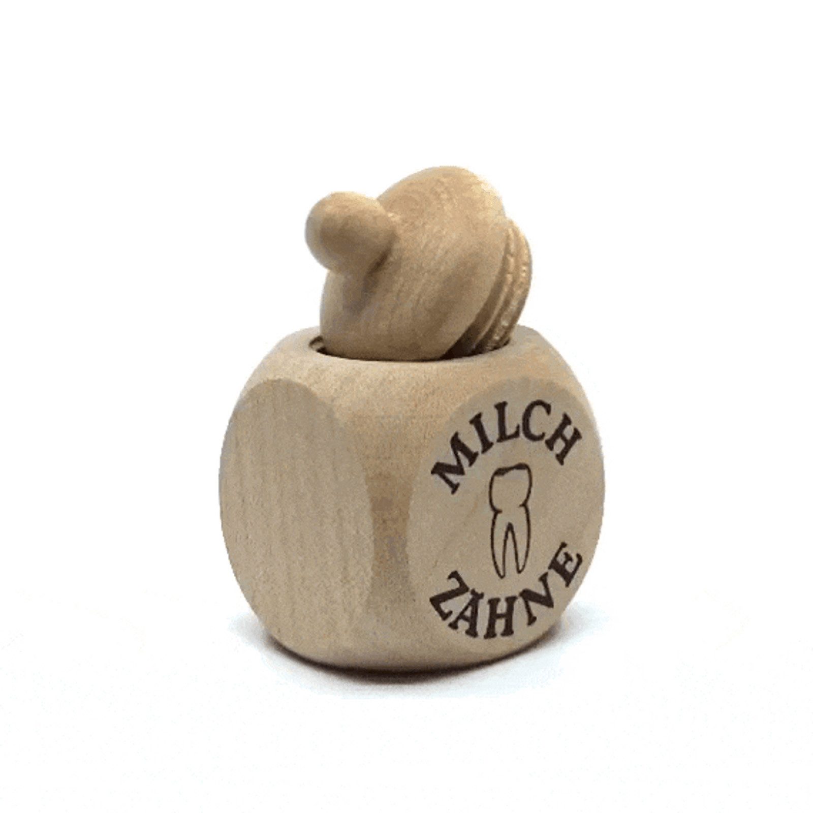Gravidus Zahndose Milchzahn Dose m. Schraubverschluss Holz 4x4x6 cm