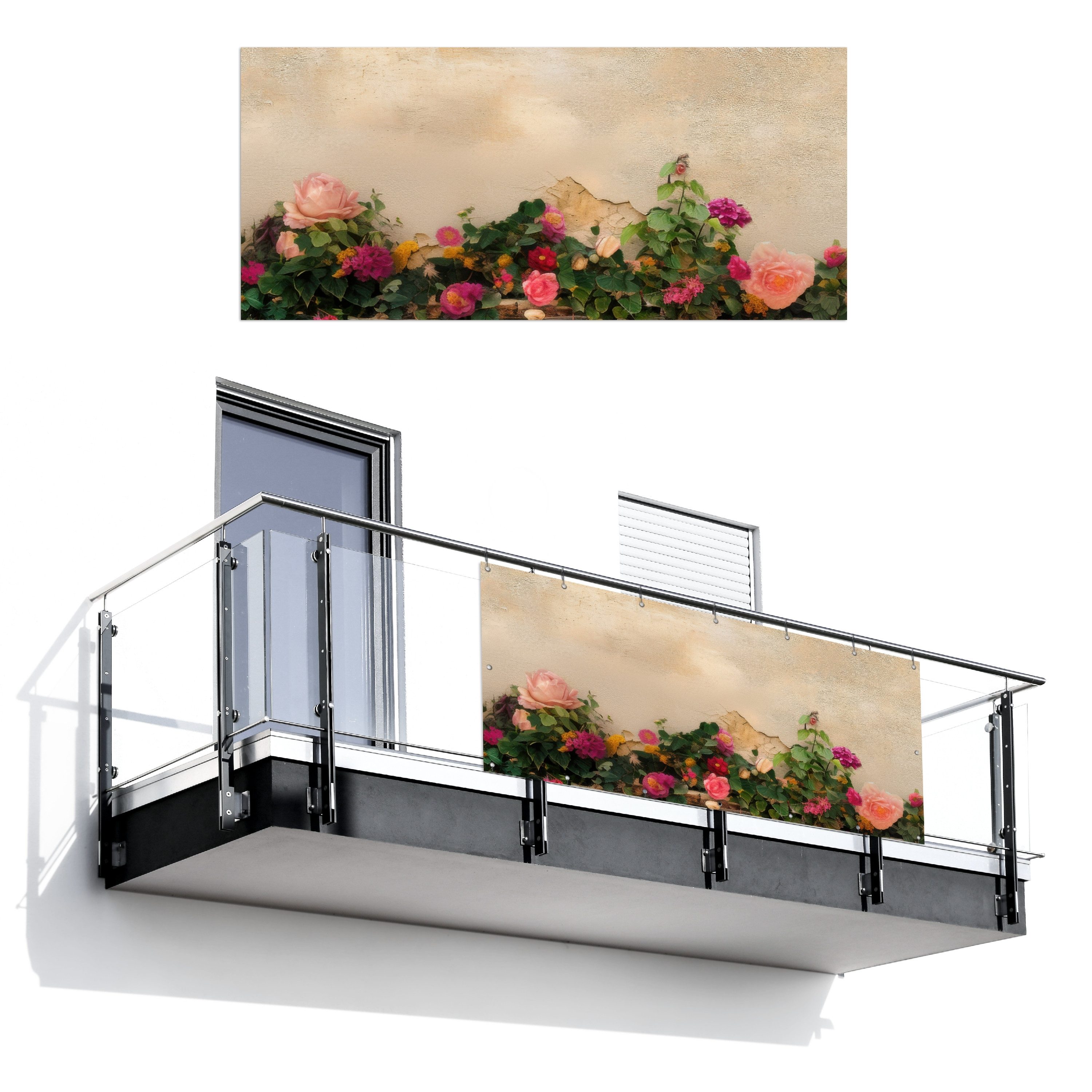 MuchoWow Balkonsichtschutz Rosen - Wand - günstig online kaufen