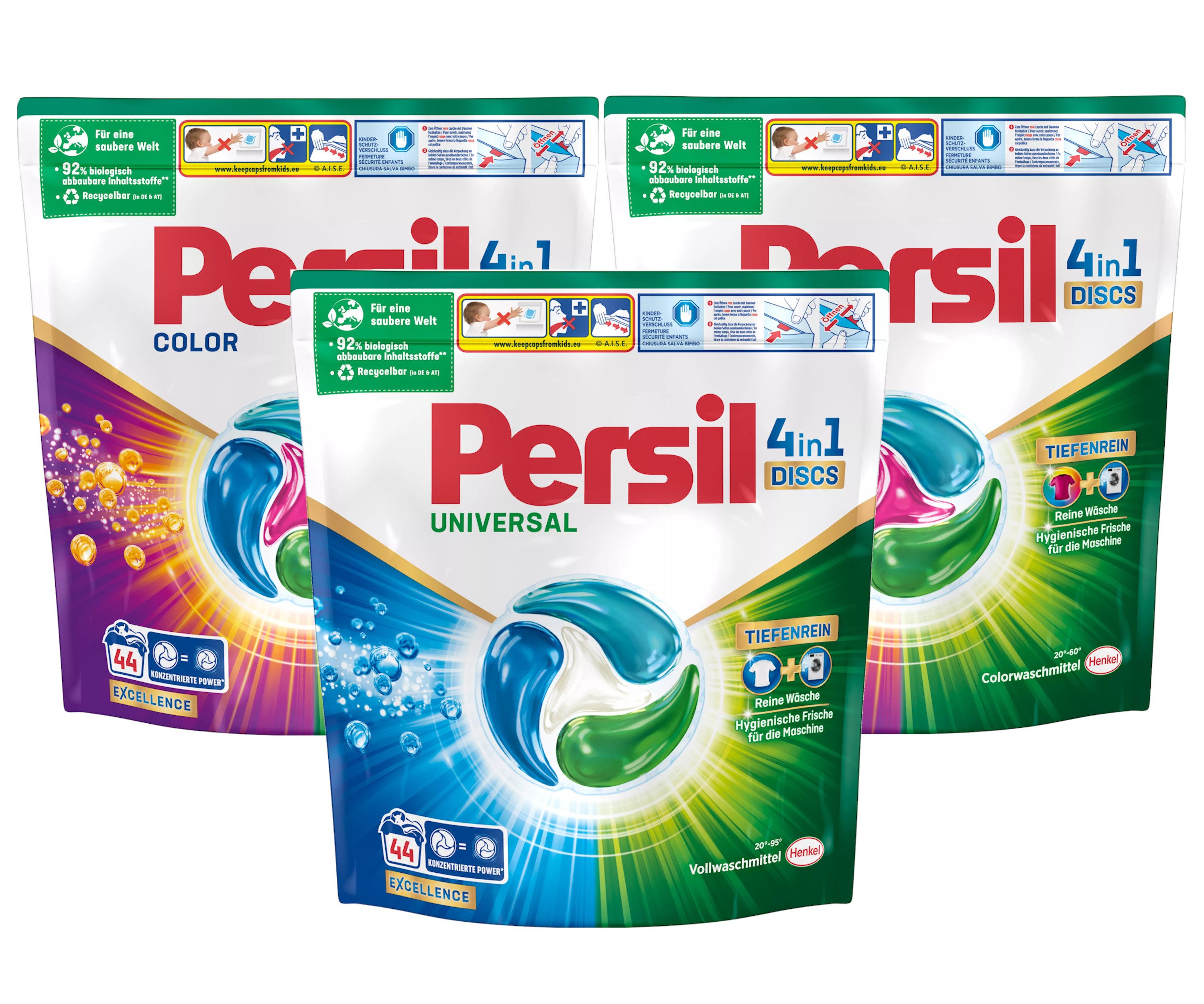 Persil 1x Persil Discs Universal 44WL & 2x Discs Color 44WL Vollwaschmittel