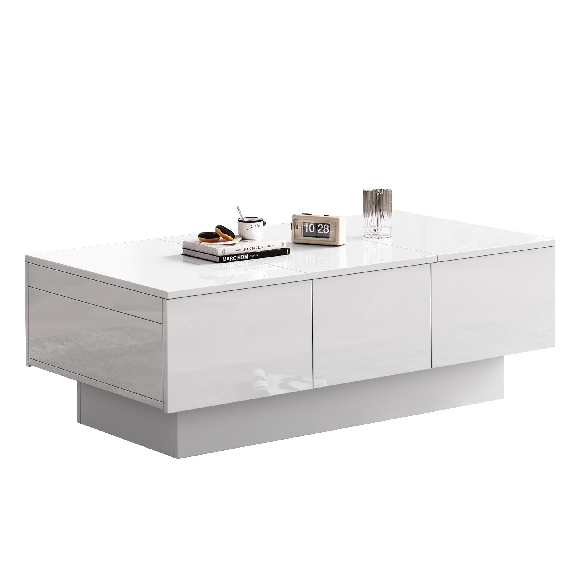 OKWISH Couchtisch Hochglanz-Sofatisch mit großen Stauraum günstig online kaufen