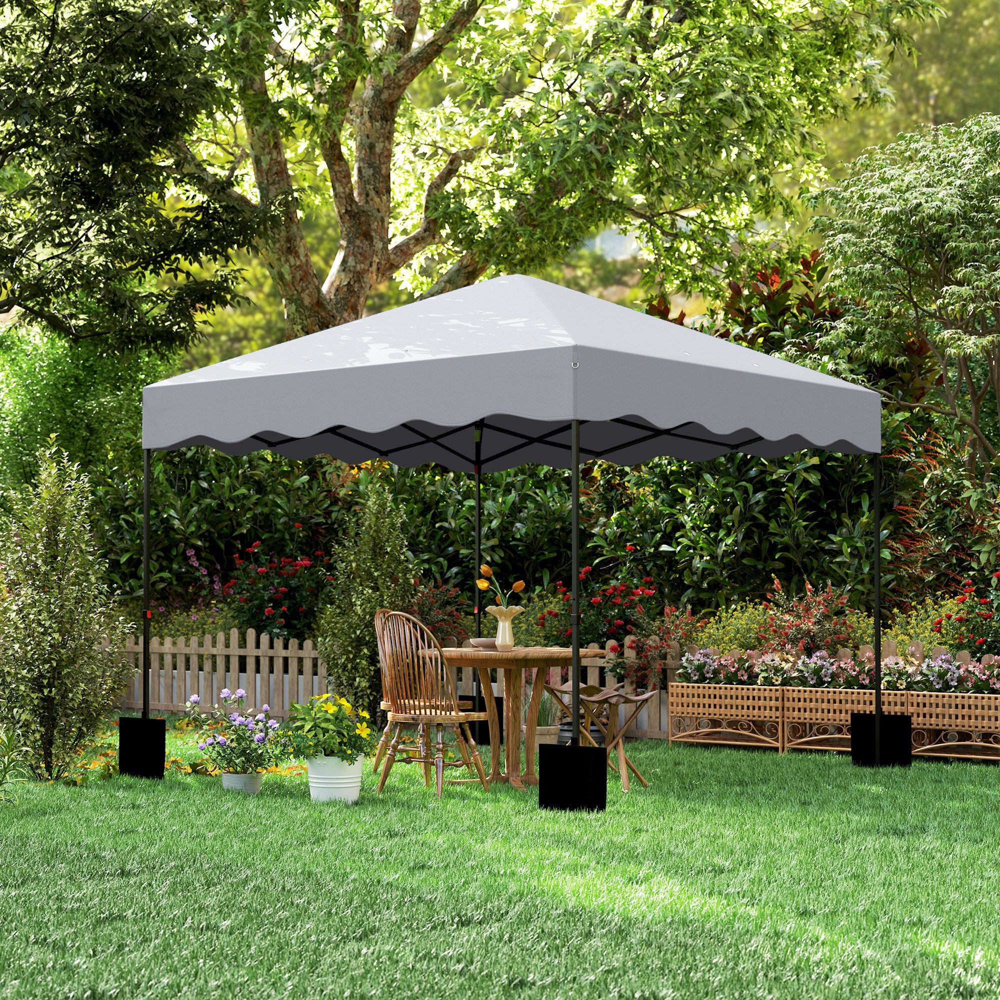 CHICFURN Pavillon Faltbares Gartenzelt ca. 3 x 3 m mit UV-Schutz 50+, Hellgrau, (Packung), Wasserabweisend mit Rolltasche, für Camping und Garten