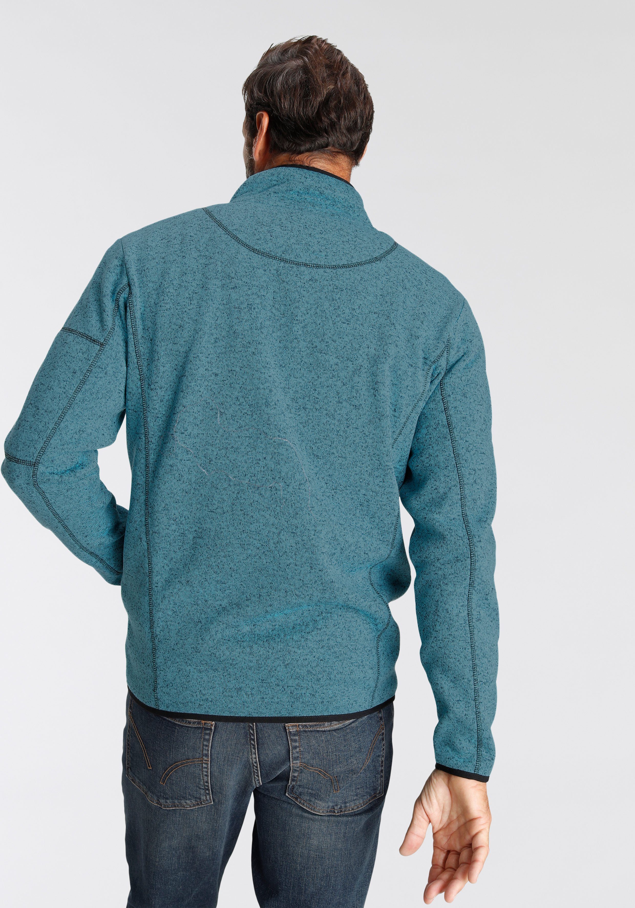 Man's World Strickfleecejacke für die Übergangszeit, mit Reißverschlusstaschen, mit Stehkragen