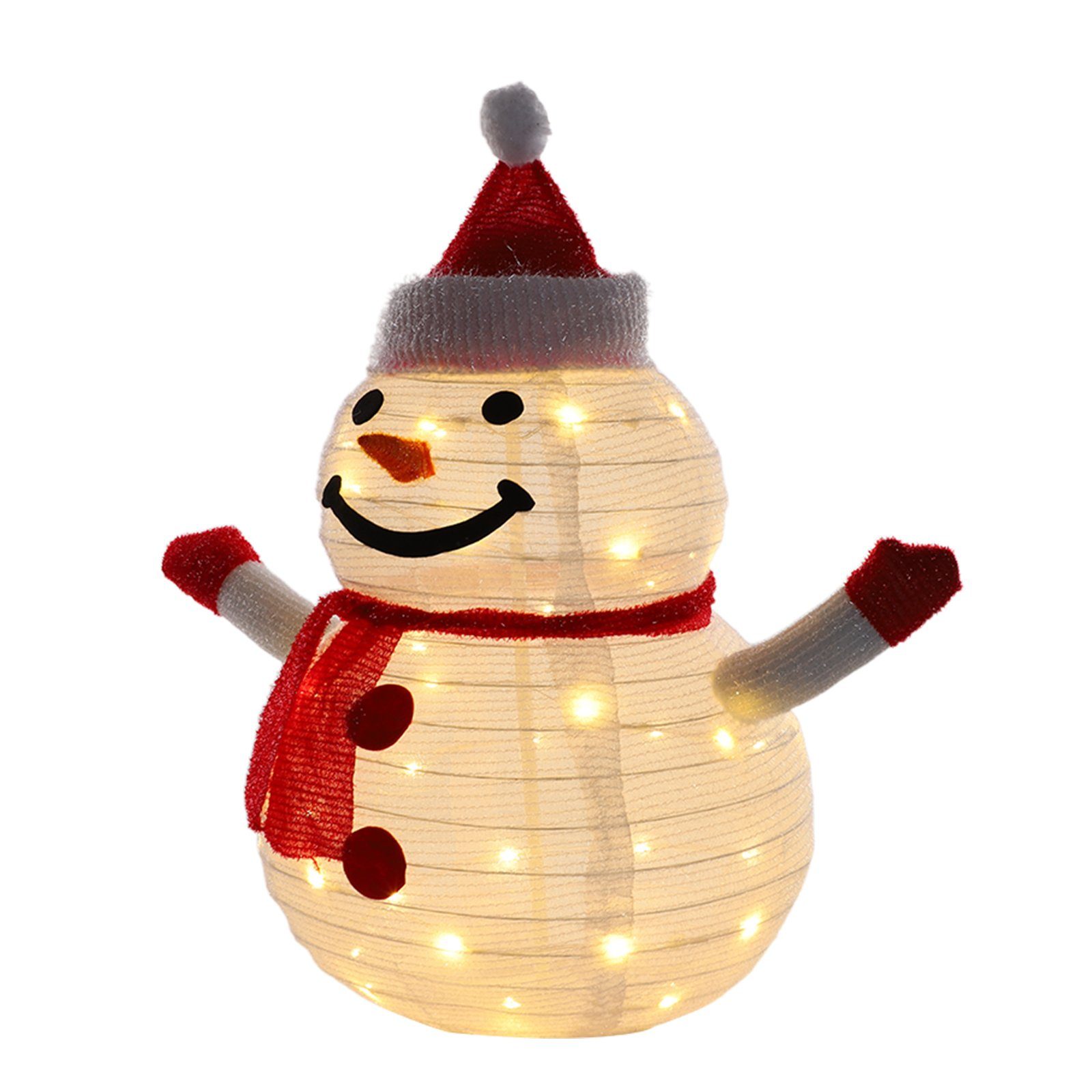 MUPOO Dekofigur Weihnachtsfigur,LED Schneemann-Dekoration,40LED Timer H, LED Teleskopisch LED-Licht,60cm Warmweiße/Weiße Weihnachtsdekoration Dekolicht
