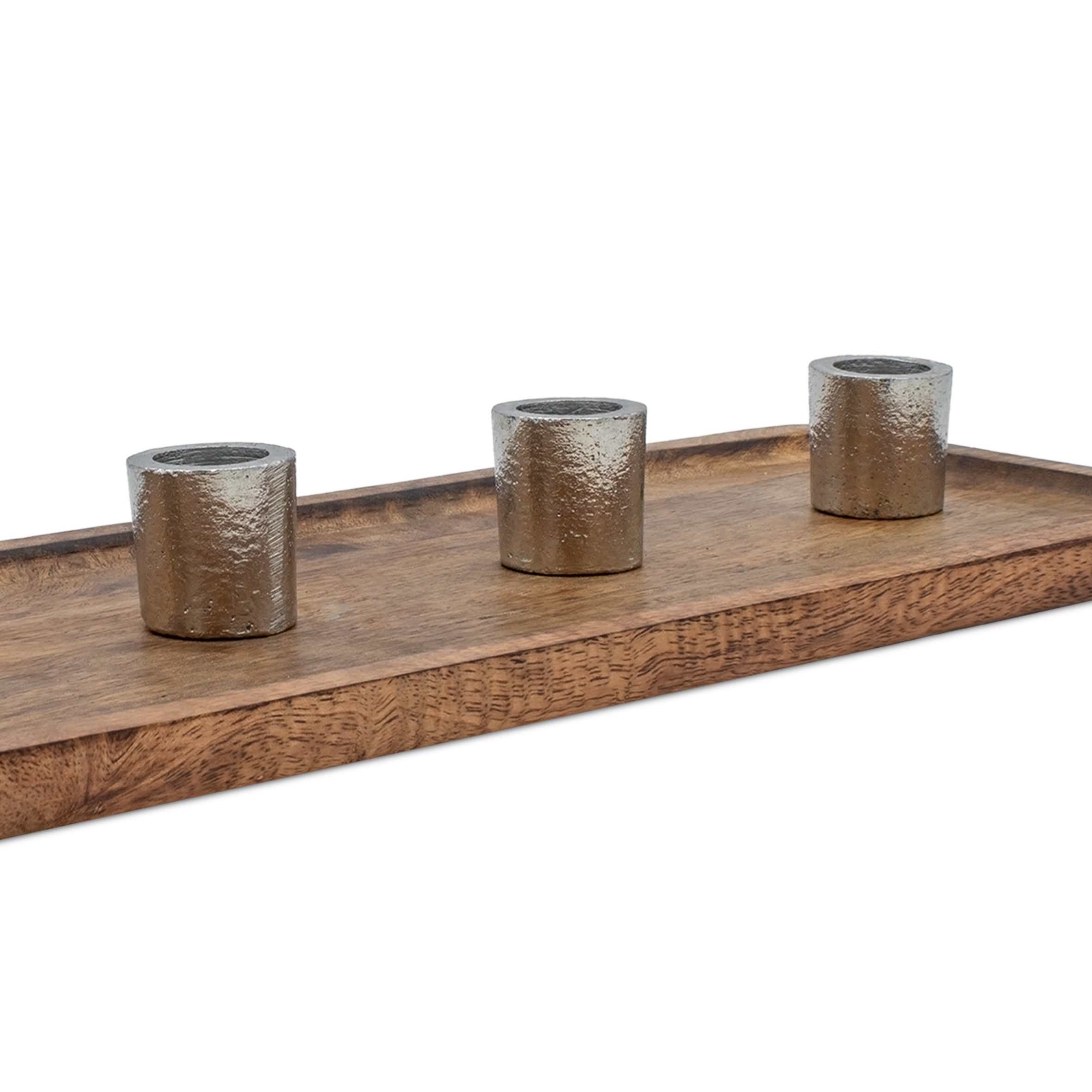 Spetebo Kerzentablett aus Mango Holz (Kerzenständer, 1 St., für 4 Stabkerzen), mit Anti-Rutsch-Pads an der Unterseite