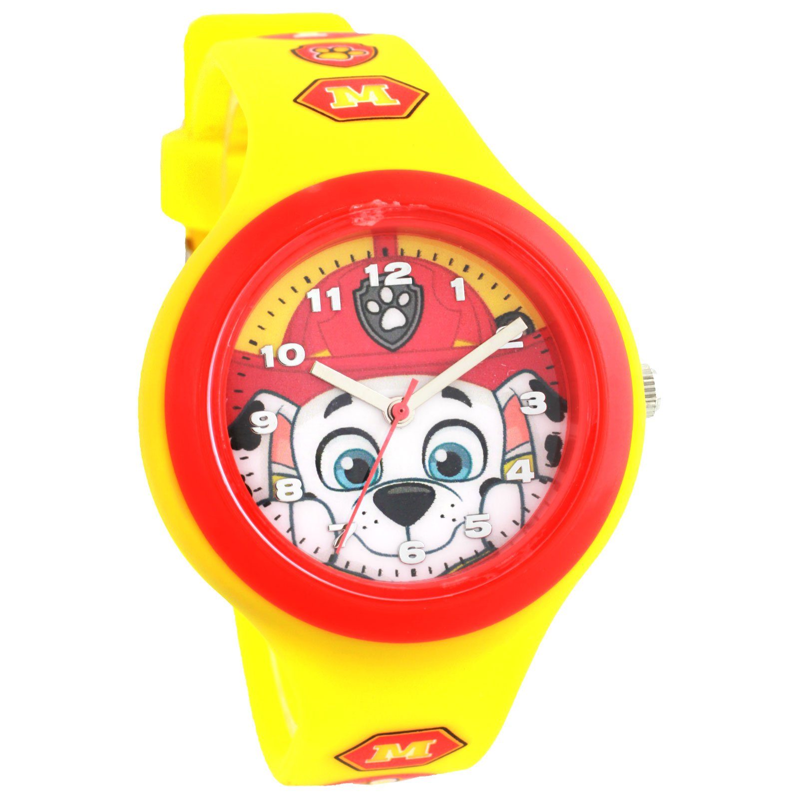 PAW PATROL Quarzuhr PAW Patrol Kinderarmbanduhr Quartz Silikonarmband, Analog Gelb Gelb Metall Quarzuhrwerk 35 mm Silikon Unisex Gelb 14 mm