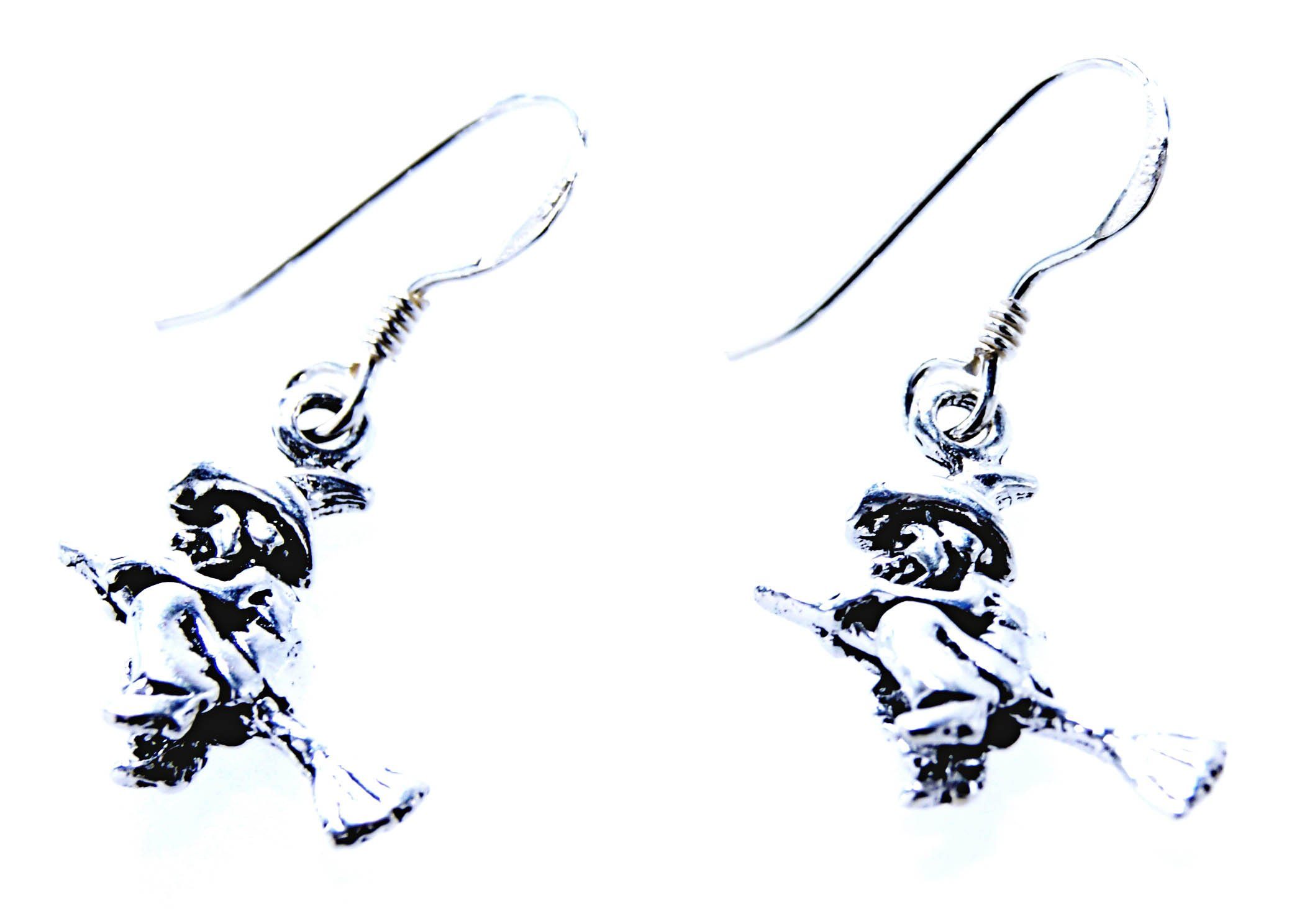Hexen Sterling 925 Kiss Hexe Ohrring Ohrringe of Ohrhänger Paar aus Ohrhänger Leather Silber