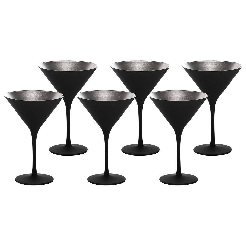 Stölzle Cocktailglas Stölzle Lausitz Elements Cocktail Schwarz-Silber (6er Set), Glas
