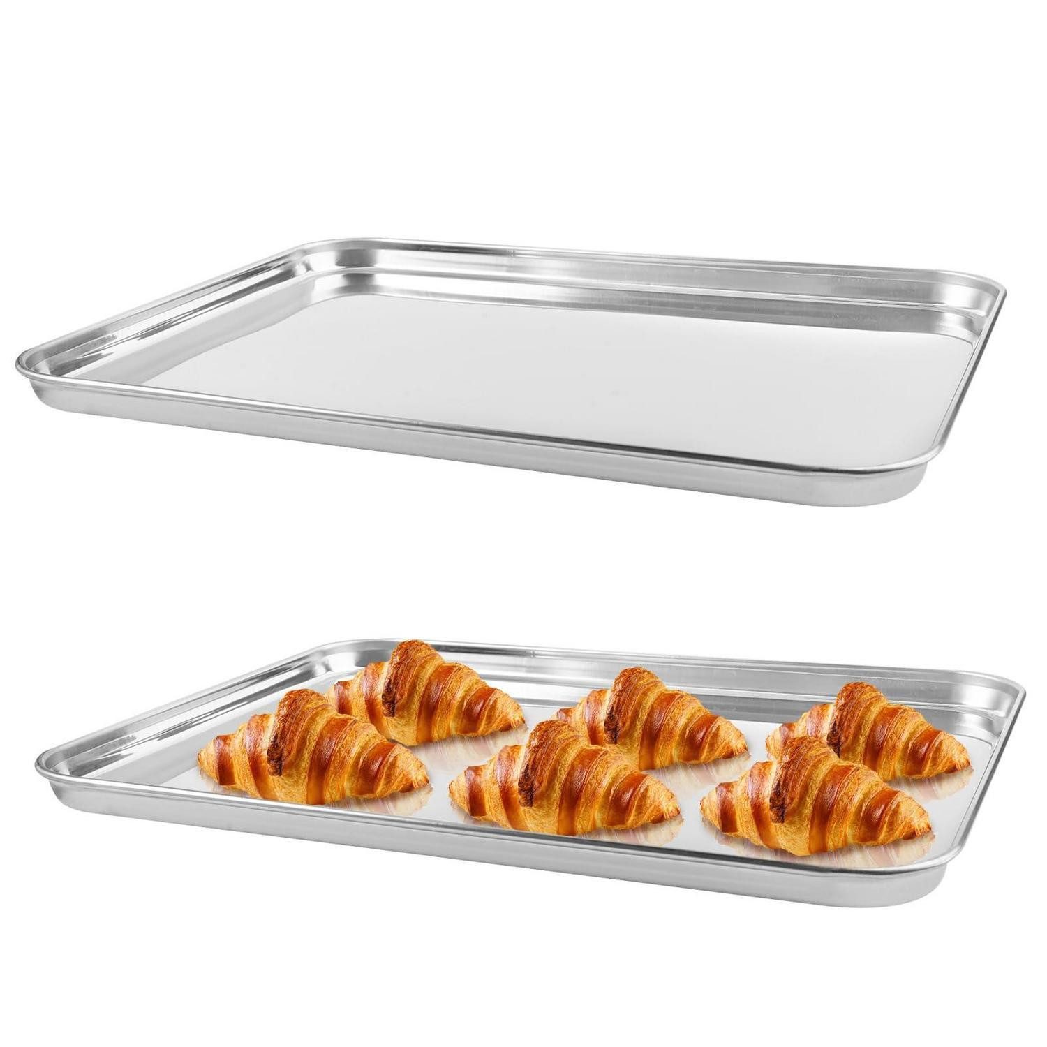 LuxusKollektion Kuchenblech 2x Backblech Edelstahl 26,5x20cm, Metall, (2-St)