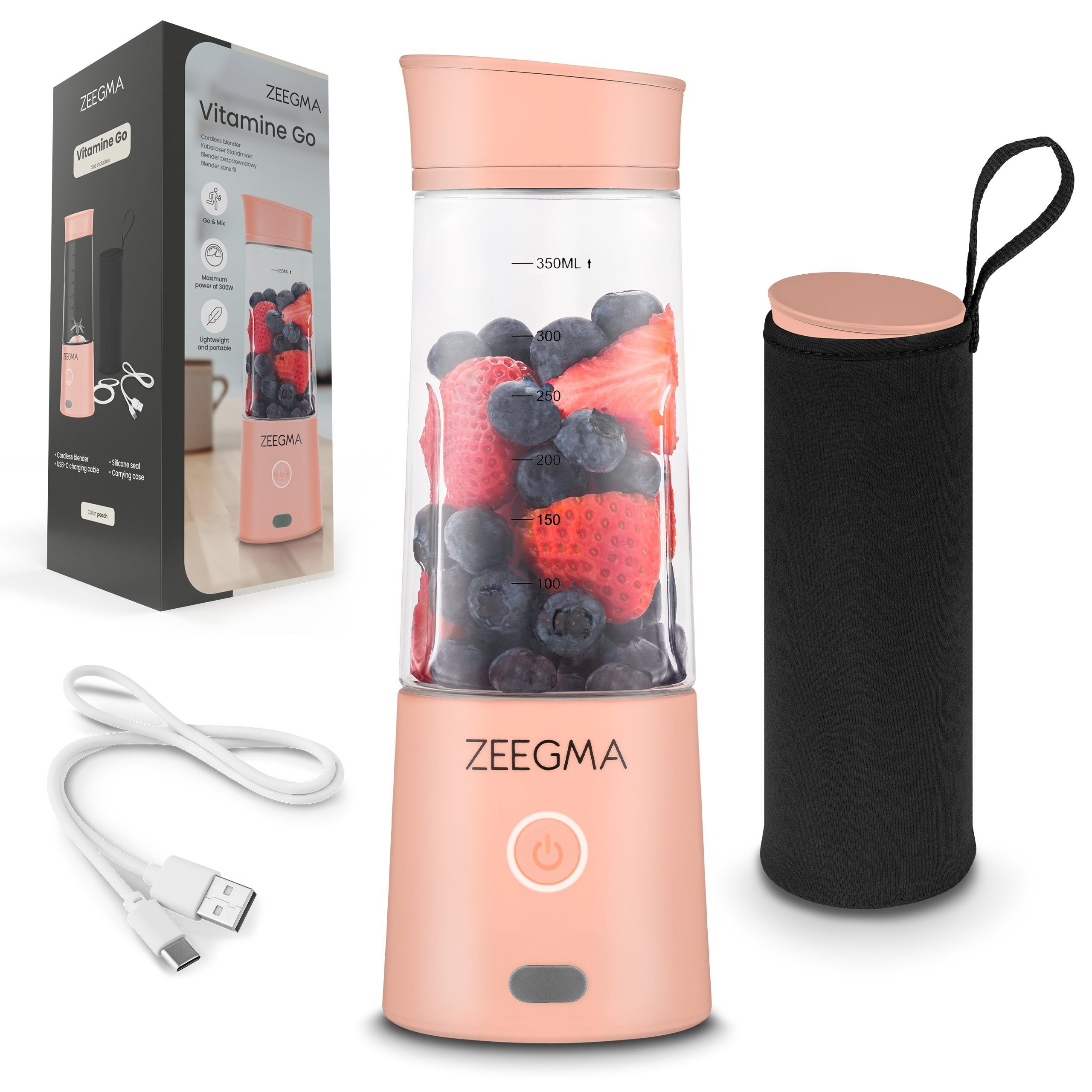 Zeegma Standmixer Vitamine Go, 300,00 W, Mixen und Zerkleinern von Eis / 5000 mAh / 300W