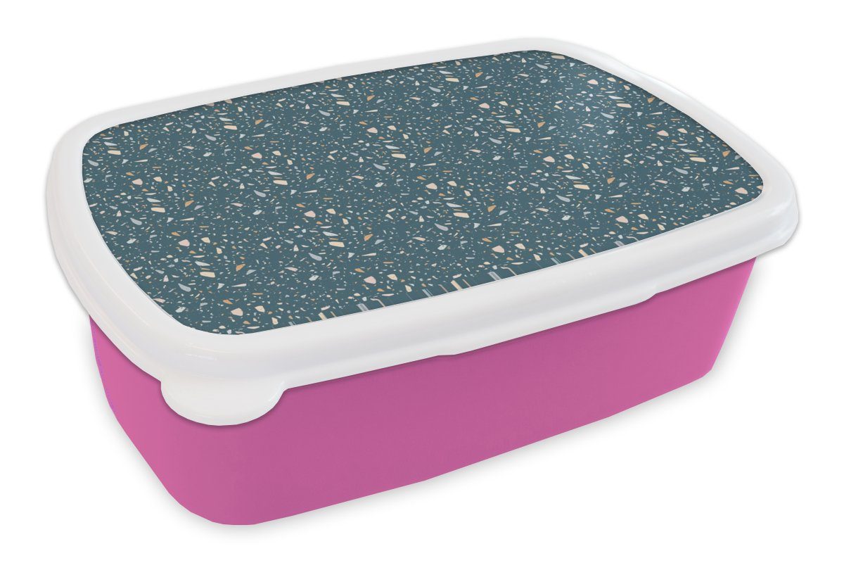- MuchoWow (2-tlg), Brotbox Kinder, Lunchbox Brotdose Textur Kunststoff, für rosa - Mädchen, Erwachsene, Muster, Snackbox, Terazzo Kunststoff