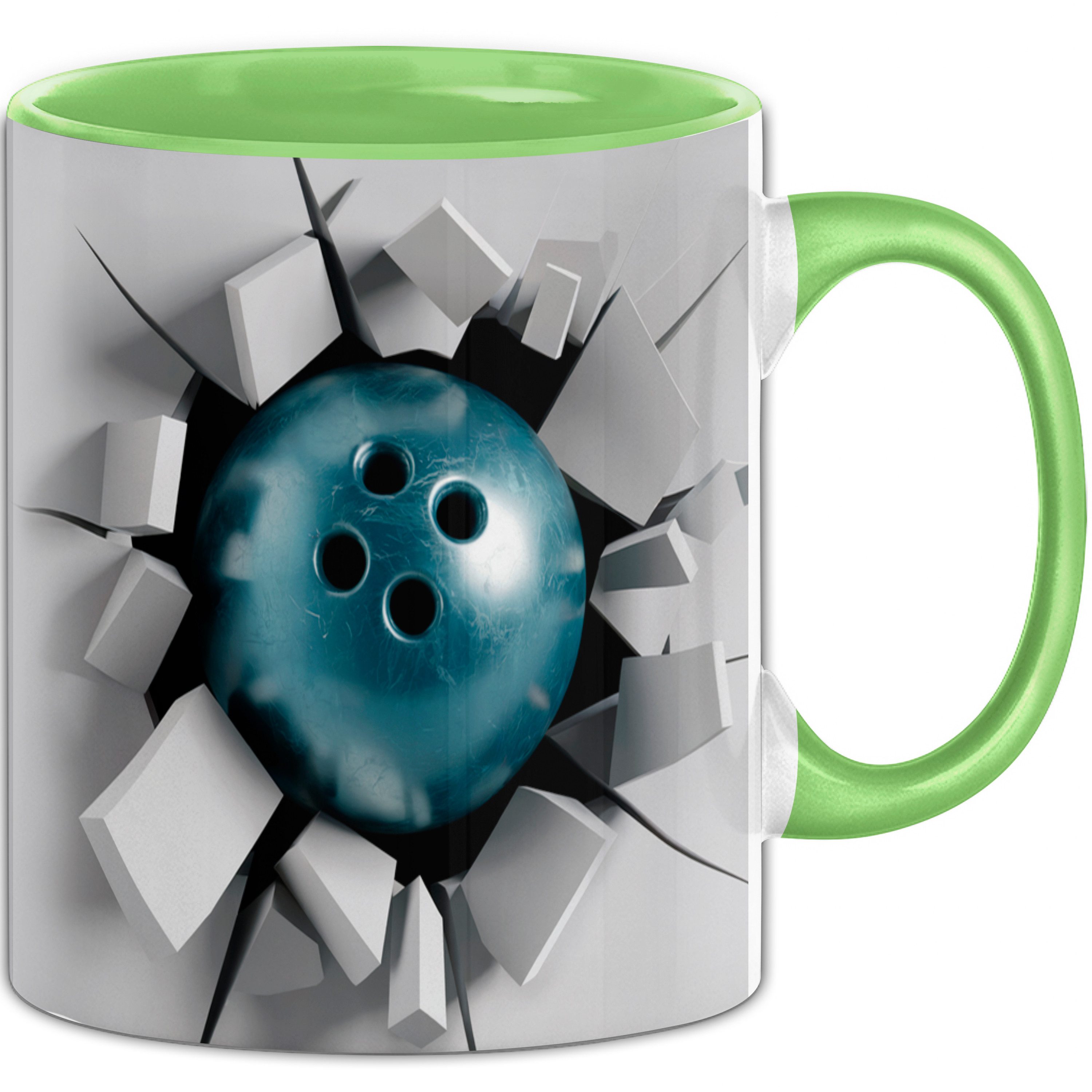 Trendation Tasse 3D Bowlingkugel Tasse Geschenk Bowlingkugel Durchbruch Wand Grafik G