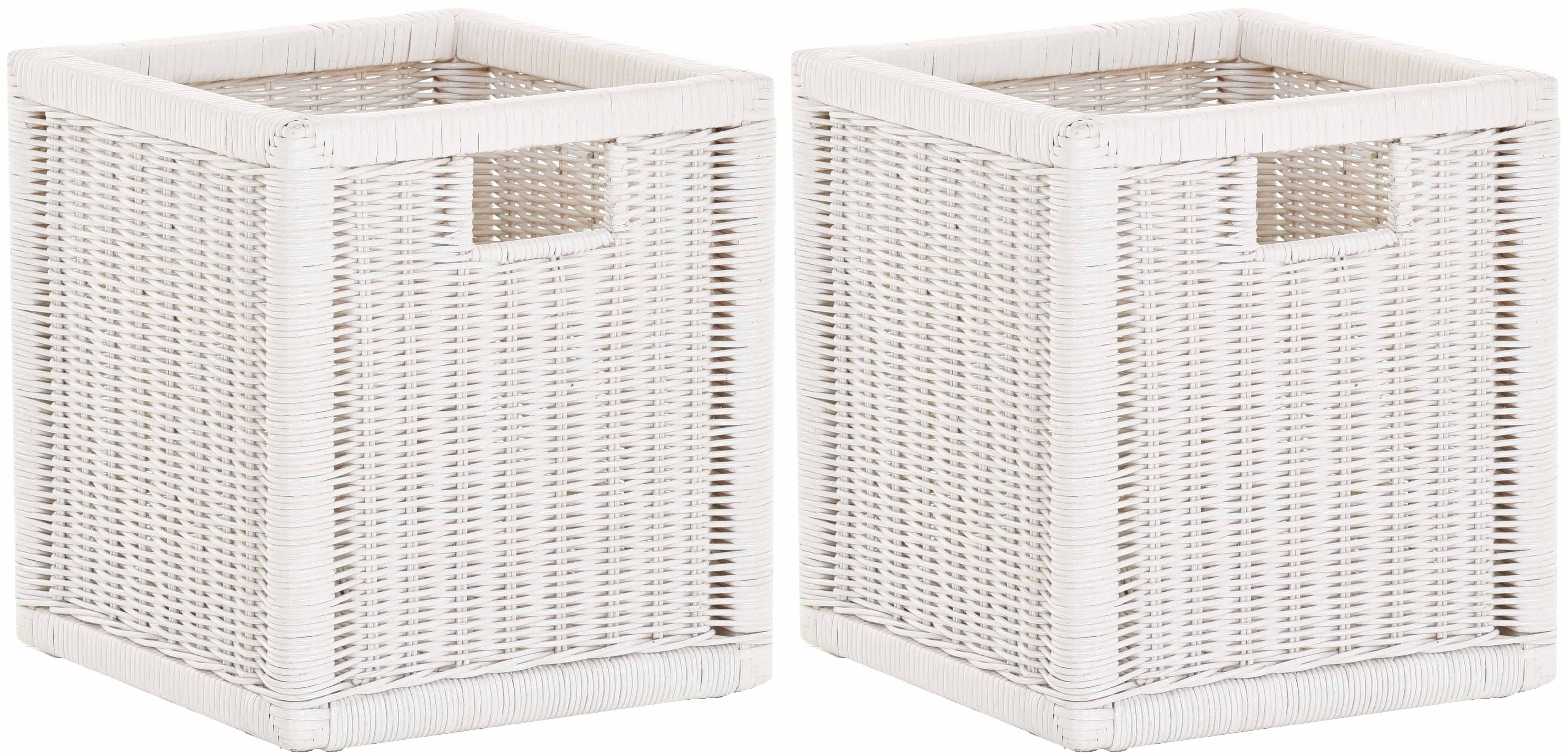 Regalkorb Set/2 Regalkorb Aufbewahrungskorb geflochten Rattan (Quadratisch)