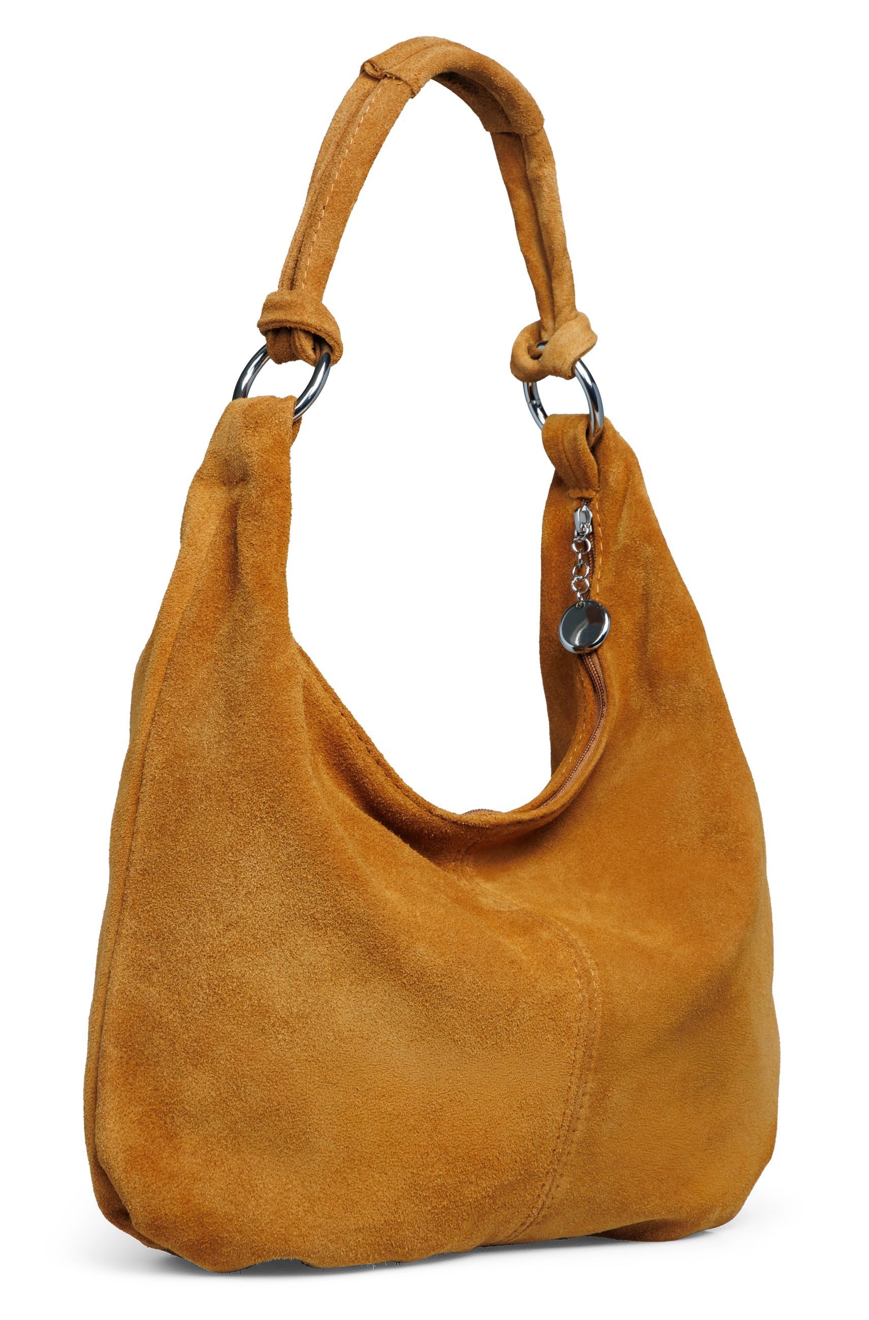 Caspar Schultertasche Wildleder Hobo Bag Damen Leder Shopper - PREMIUM LINE - Modell No.841, 100% italienisches Veloursleder, samtig weich, angenehmer Tragekomfort
