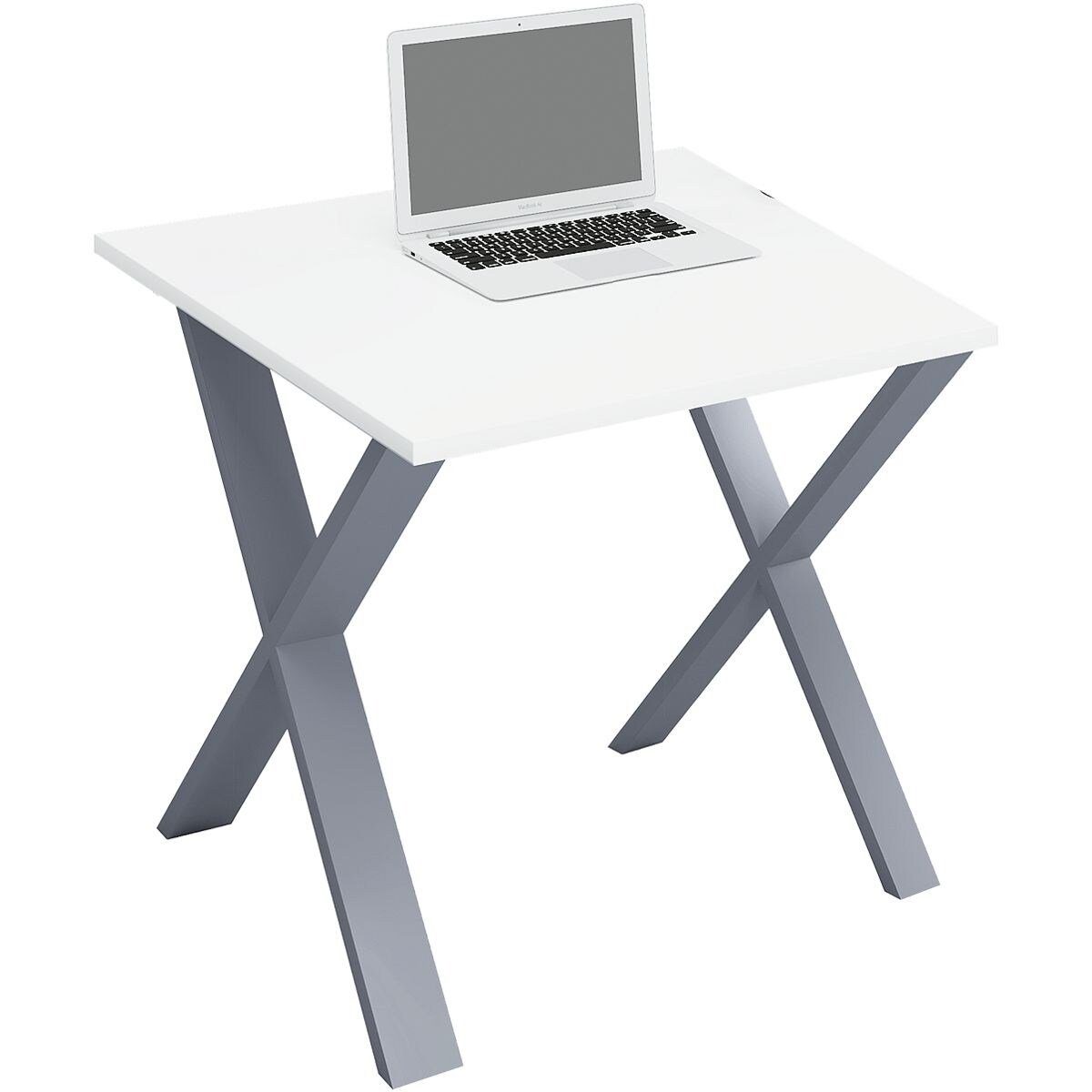 VCM Schreibtisch Lona, quadratisch, X-Fuß silbern weiß/silber 