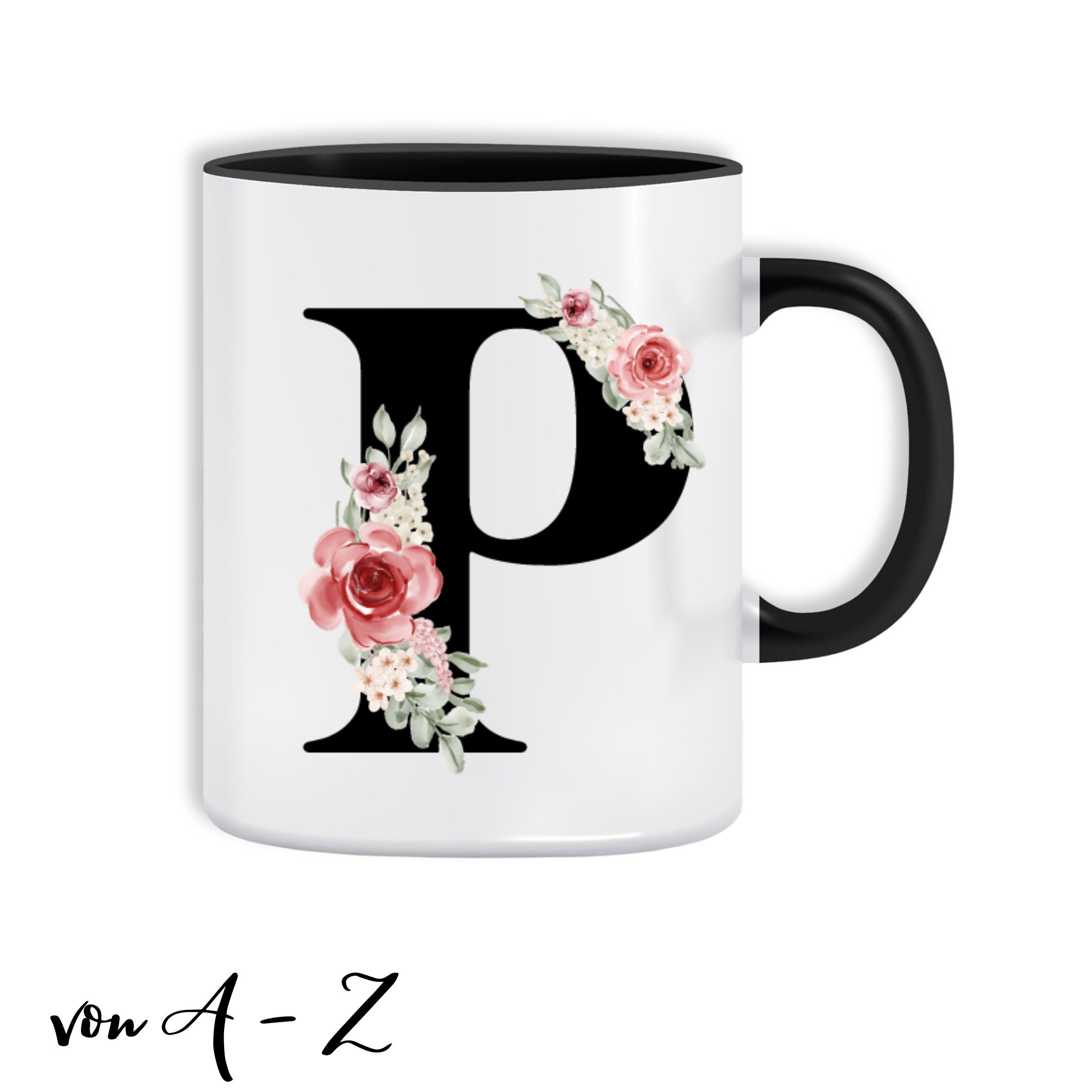 Giftandprint Tasse personalisiert mit Namen Anfangsbuchstabe Monogramm Initiale, Geschenke für Frauen, Spülmaschinengeeignet, Mit Geschenkbox