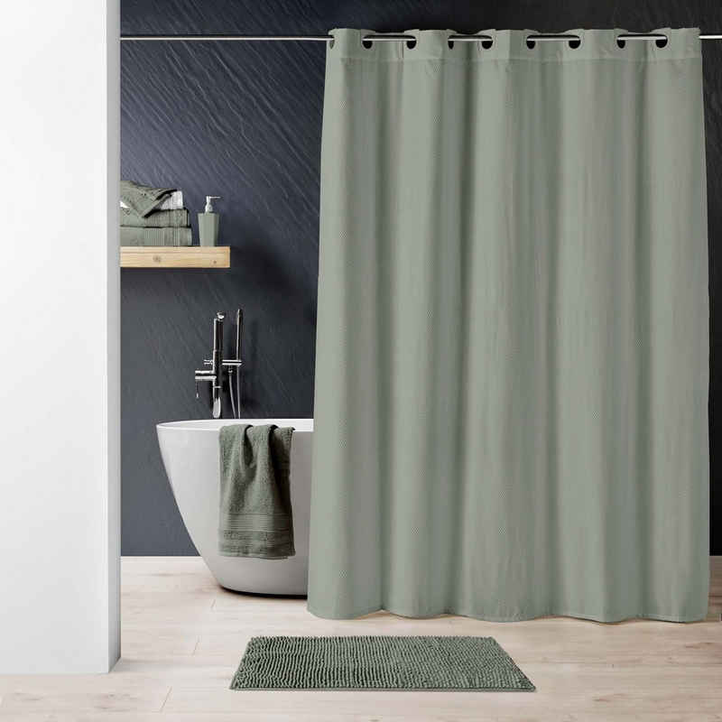 dynamic24 Duschvorhang Breite 180 cm, Premium Textil Struktur Duschvorhang 180x200 Badewanne Wannen Bad