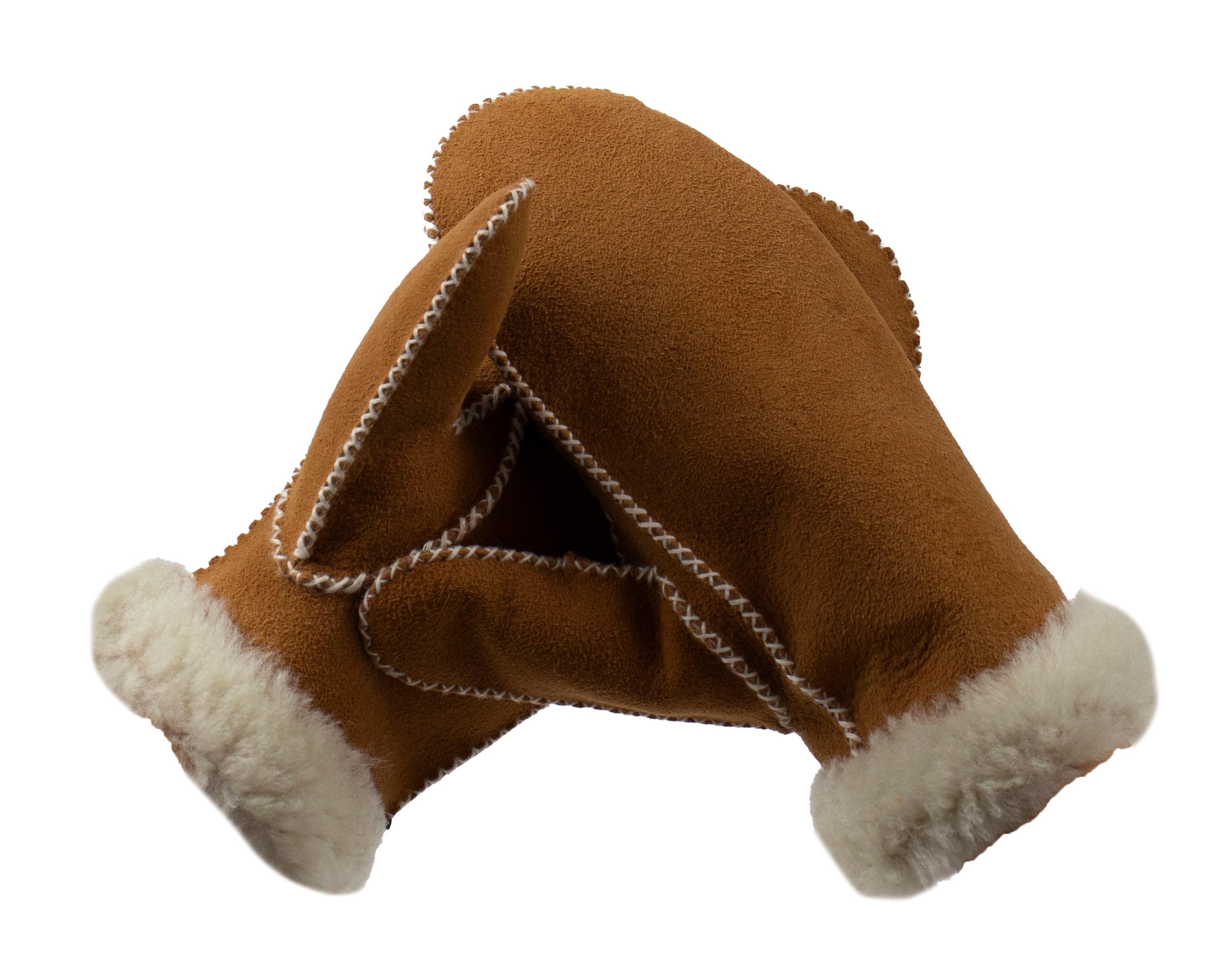 Lederhandschuhe Fäustlinge Faust Handschuhe Merino Lammfell und Veloursleder