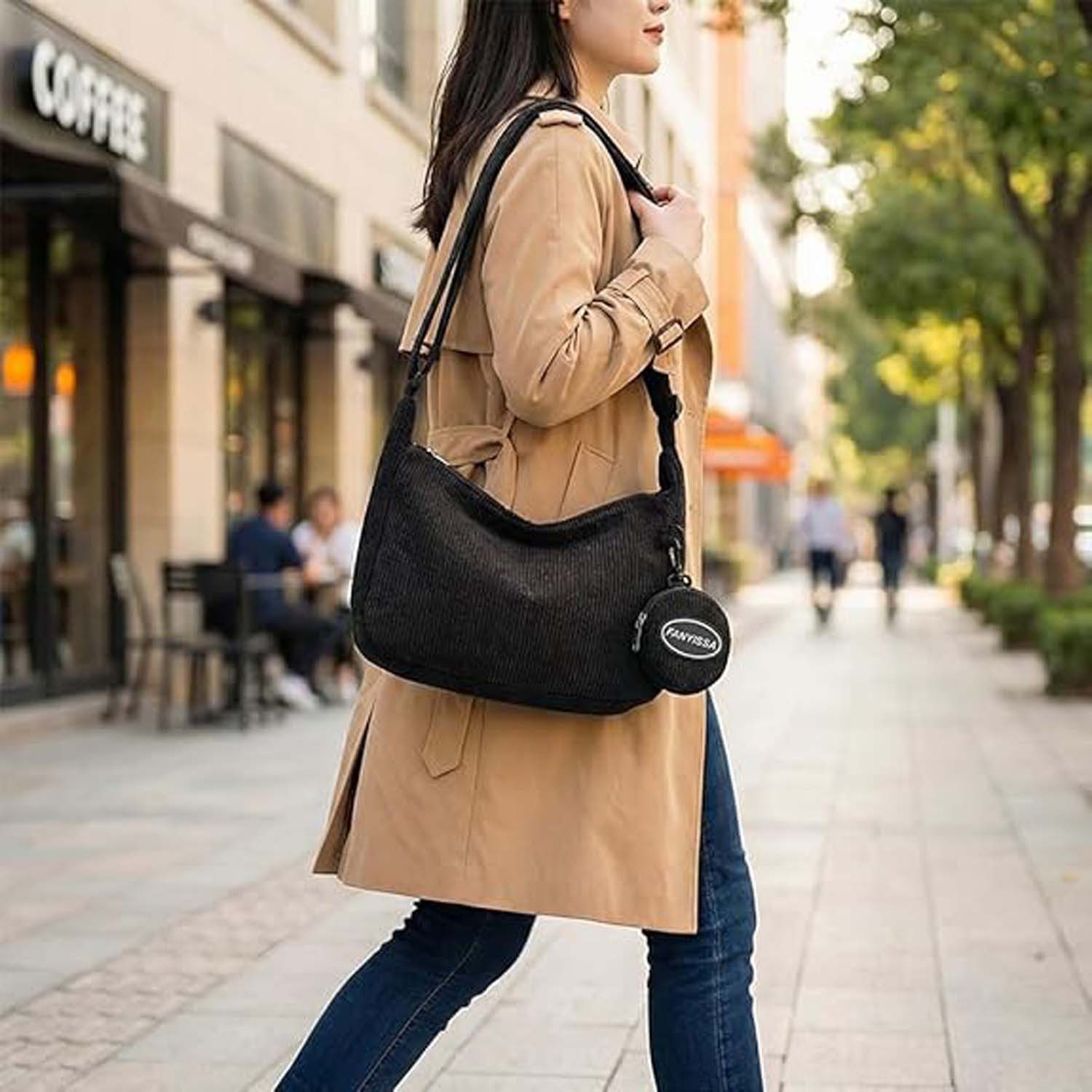 Zaewry Umhängetasche Damen Cord Tasche Damen Crossbody Bag Crossbag mit verstellbarem