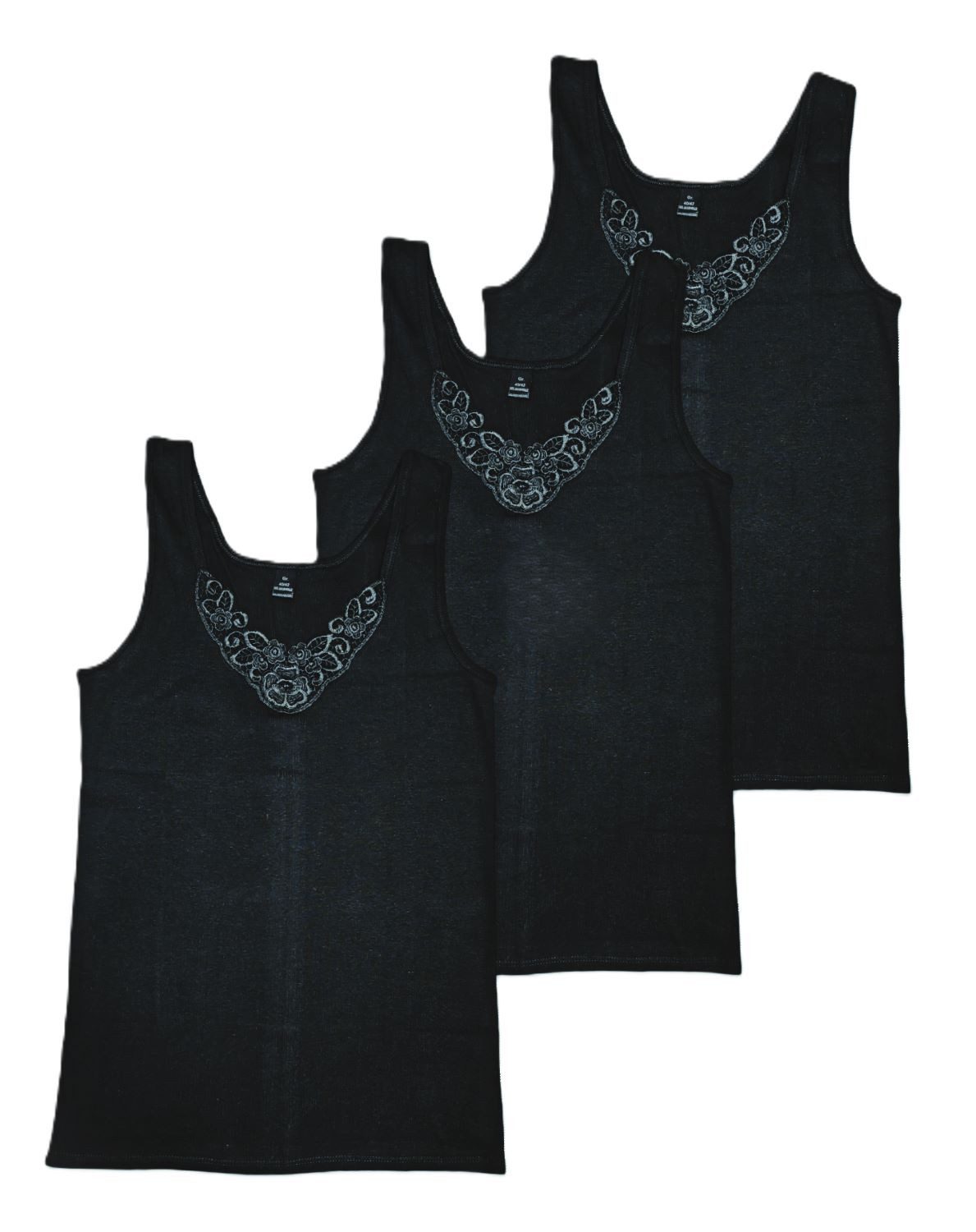 Toker Collection® Achselhemd Damen Unterhemd vollachsel 3er Pack, schwarz ( günstig online kaufen