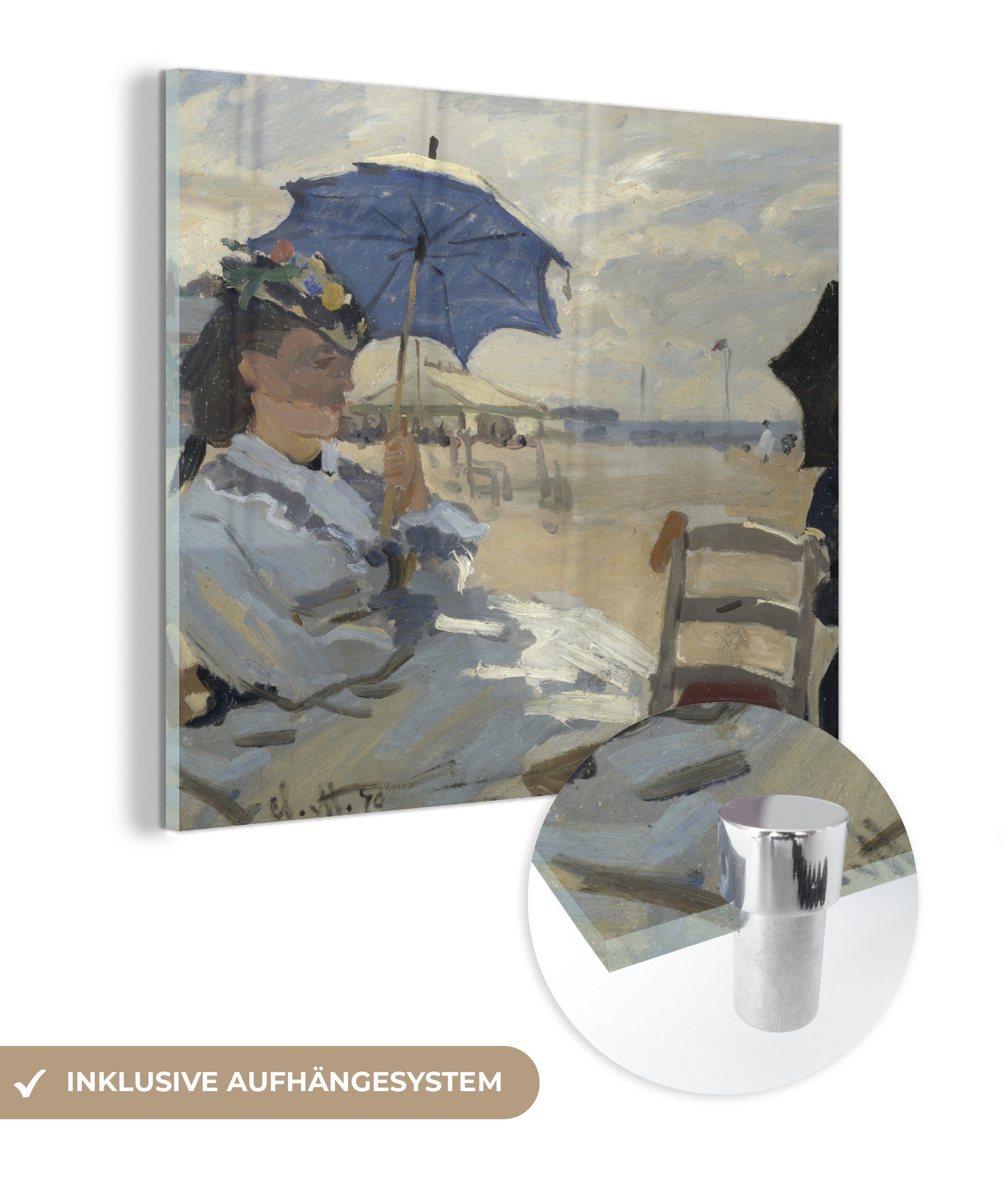 MuchoWow Acrylglasbild Der Strand von Trouville - Claude Monet, (1 St), Glasbilder - Bilder auf Glas Wandbild - Foto auf Glas - Wanddekoration