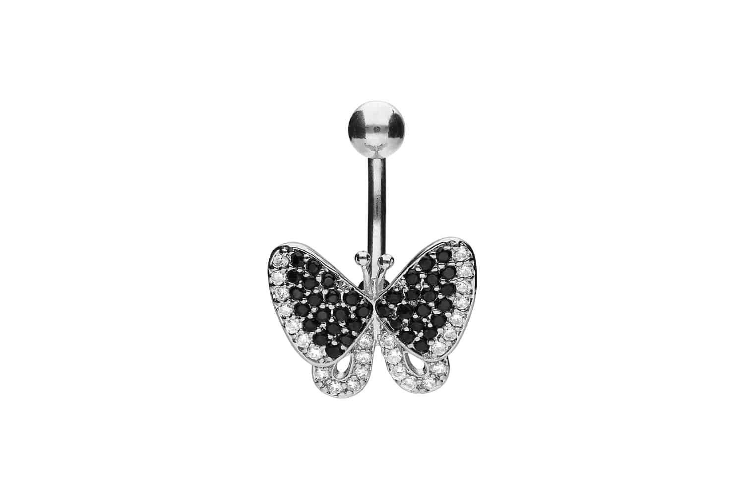 PIERCINGLINE Bauchnabelpiercing Chirurgenstahl Bananabell mit Brass-Design SCHMETTERLING (Bananabells, 1-tlg)