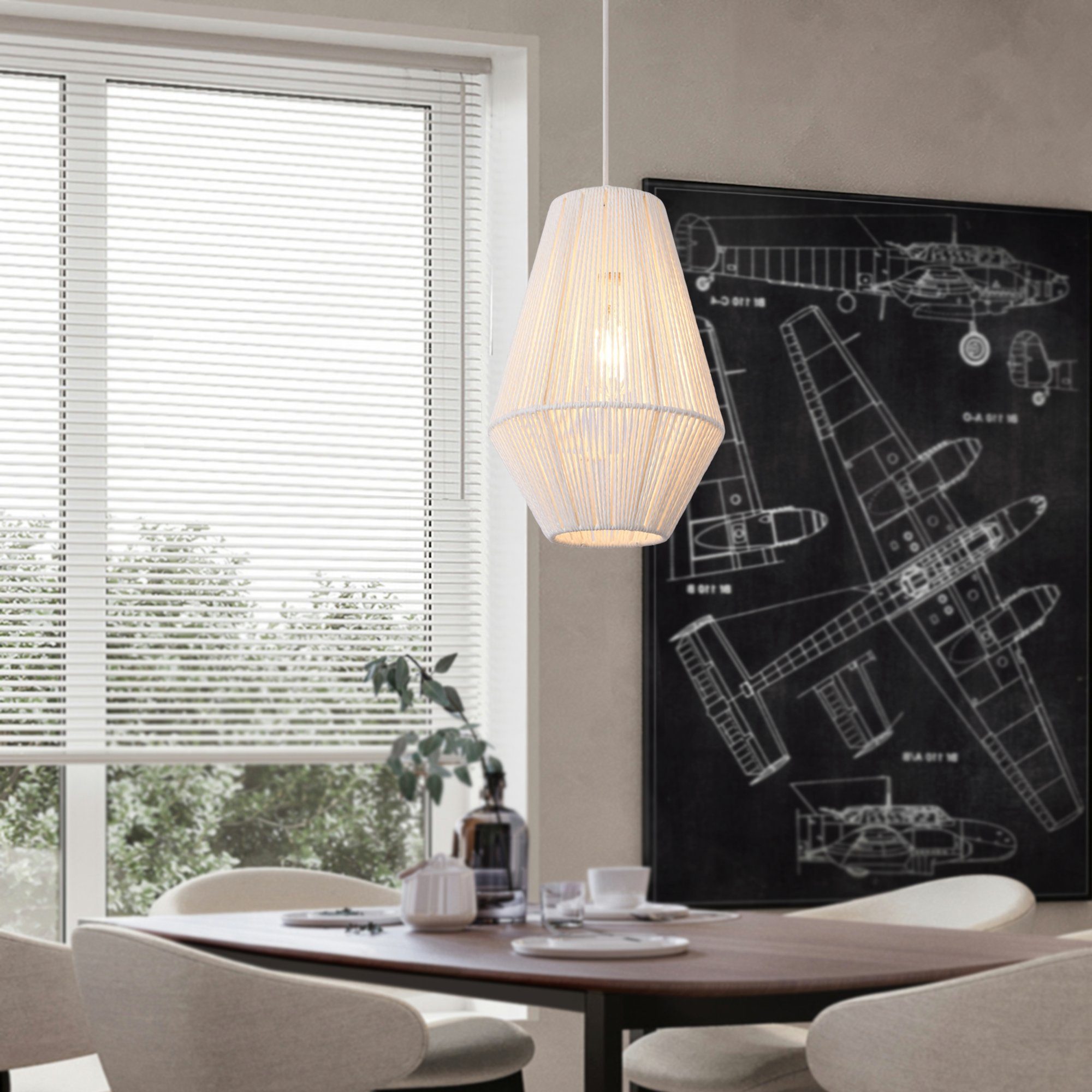 lux.pro Hängeleuchte, Hängeleuchte 'Newtownabbey' Seil Hängelampe 160cm Wei günstig online kaufen