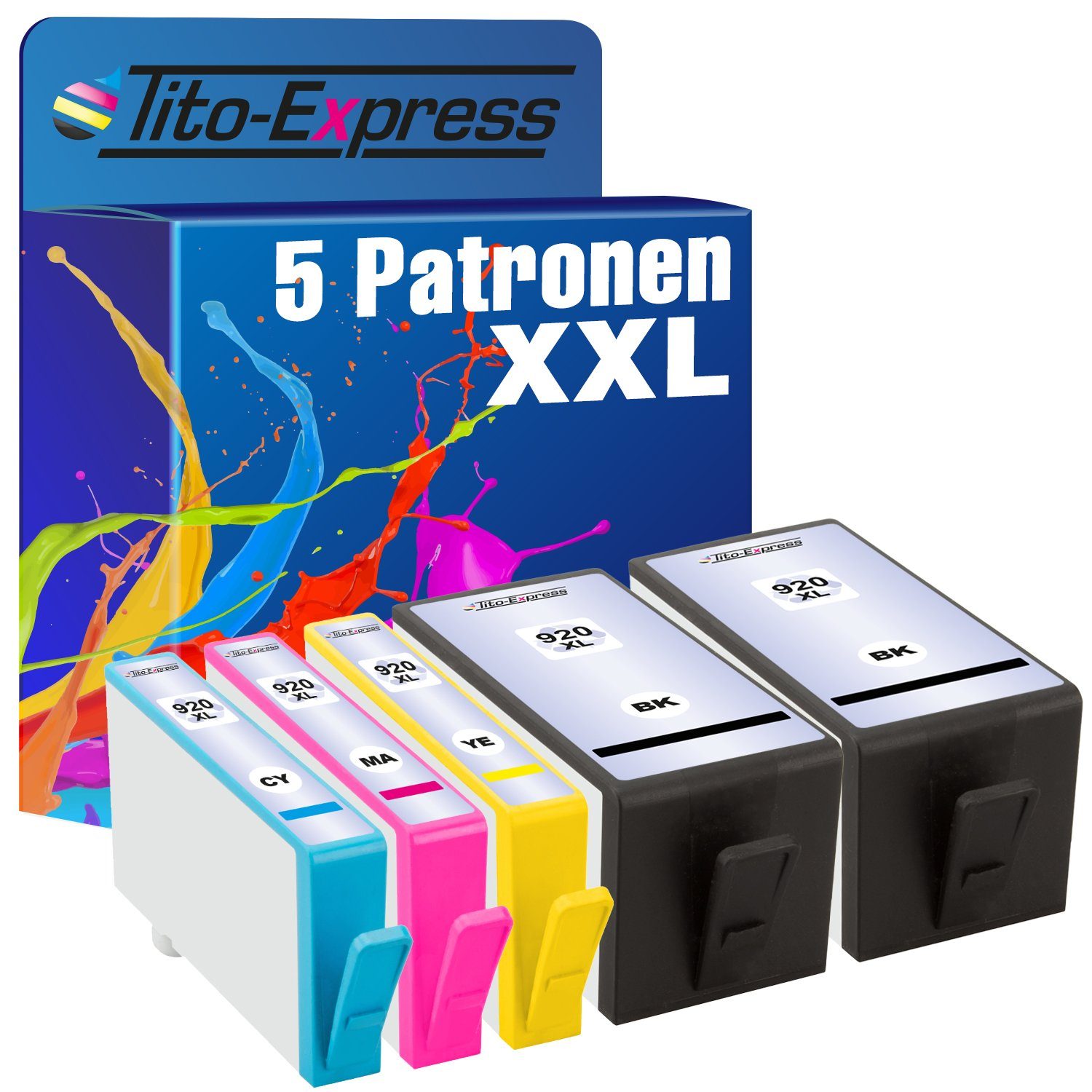 Tito-Express 5er Set Plus XL Tintenpatrone (Multipack, Officejet 7000 6000 6000A für 920XL 6500A 6500 920 Wireless) 7500 HP 7500A ersetzt