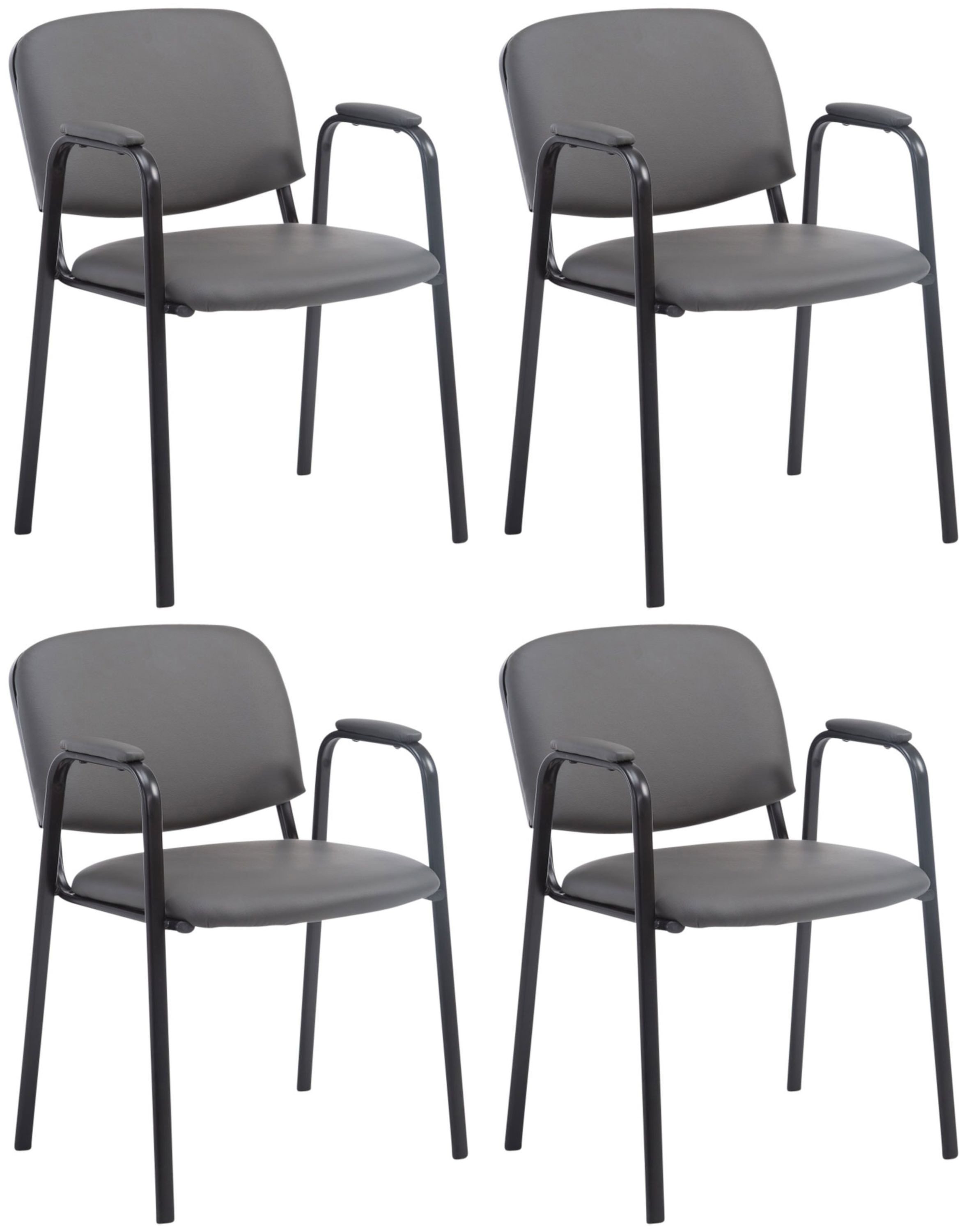 CLP Besucherstuhl Ken PRO Kunstleder (4er Set), stapelbar, Kunstleder, Armlehnen
